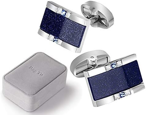 Starry Sky Cufflinks and Tie Clip Set with Gift Box and Greeting Card, Galaxy Dark Blue Cufflinks and Tie Clip Gift Set for Men