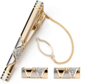 Two Tone Cufflinks and Tie Clip Set...