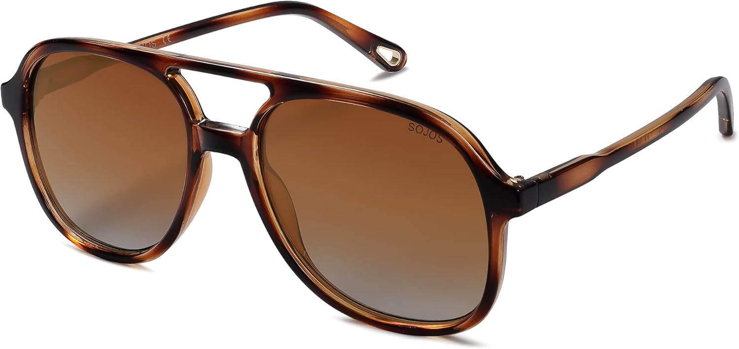 SOJOS Retro Polarized Aviator Sunglasses Womens Mens Classic 70s 80s Vintage Trendy Square Aviators SJ2174