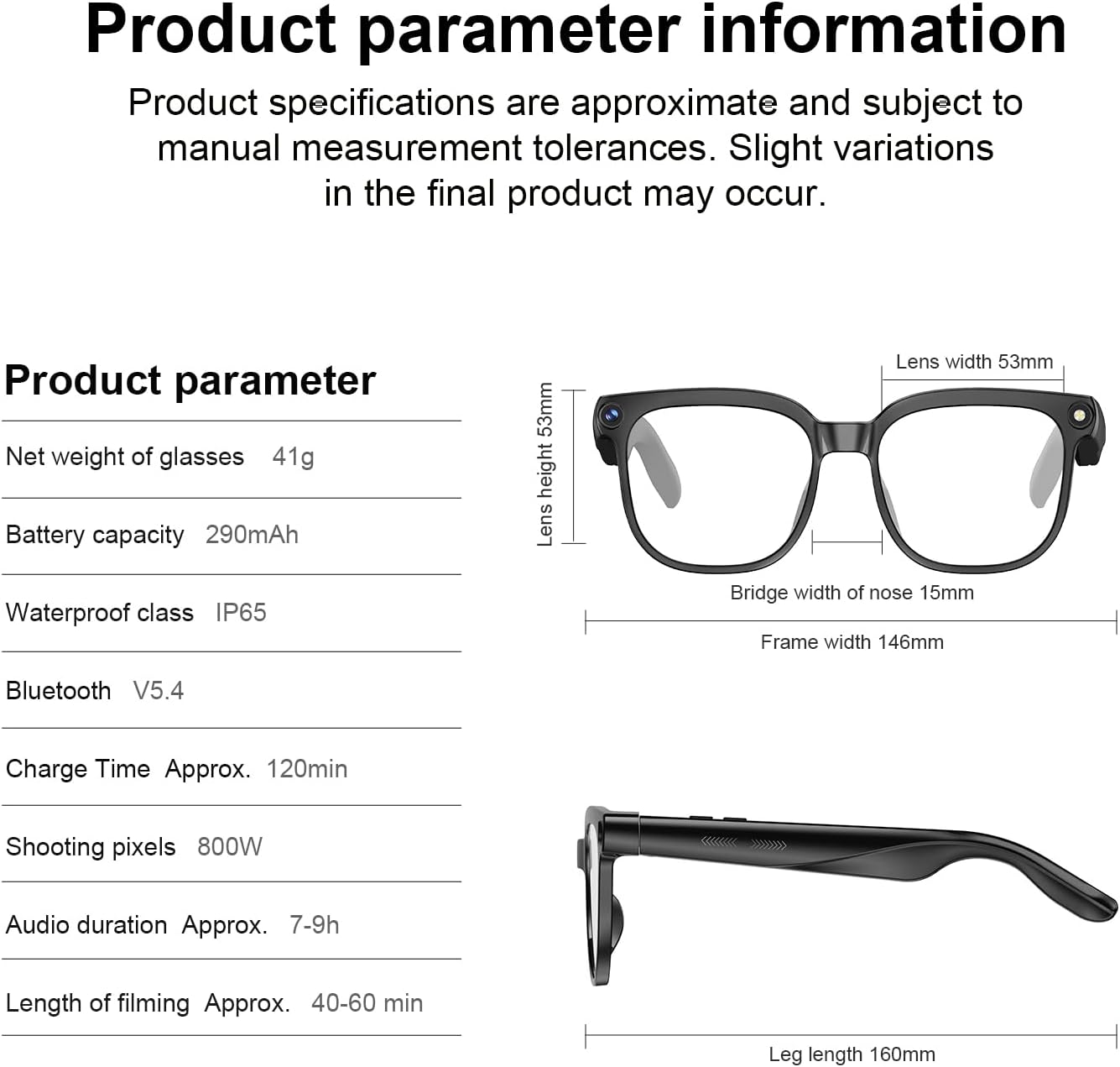 AI Smart Glasses with Camera, 8MP HD Camera Glasses with Video Recording Dual Mic, Real-time Translation & AI Voice Assistant, Identify Objects, IP65 Waterproof, Ideal for Travel & Meetings - Image 7