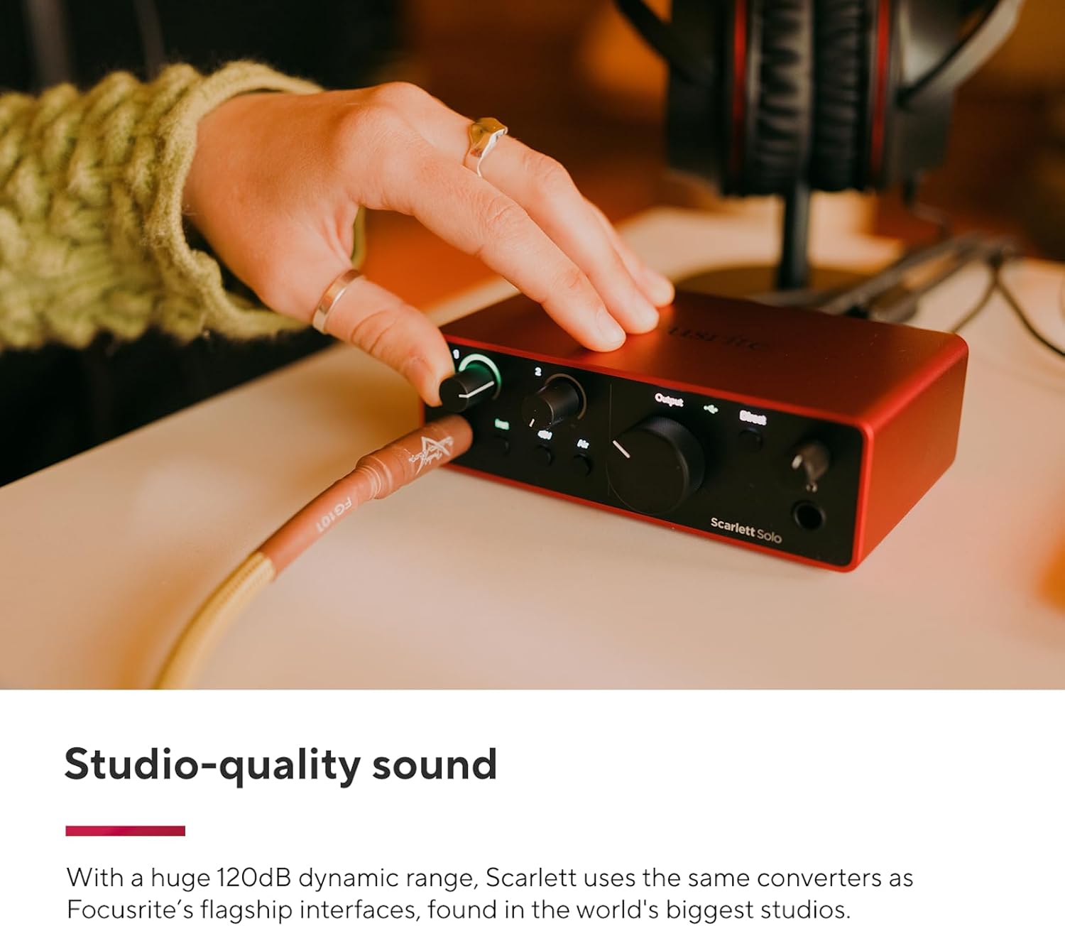 Focusrite Scarlett Solo Studio 4th Gen USB Audio Interface Bundle for the Songwriter, Guitarist or Vocalist with Condenser Microphone and Headphones for Recording, Songwriting, and Podcasting - Image 6