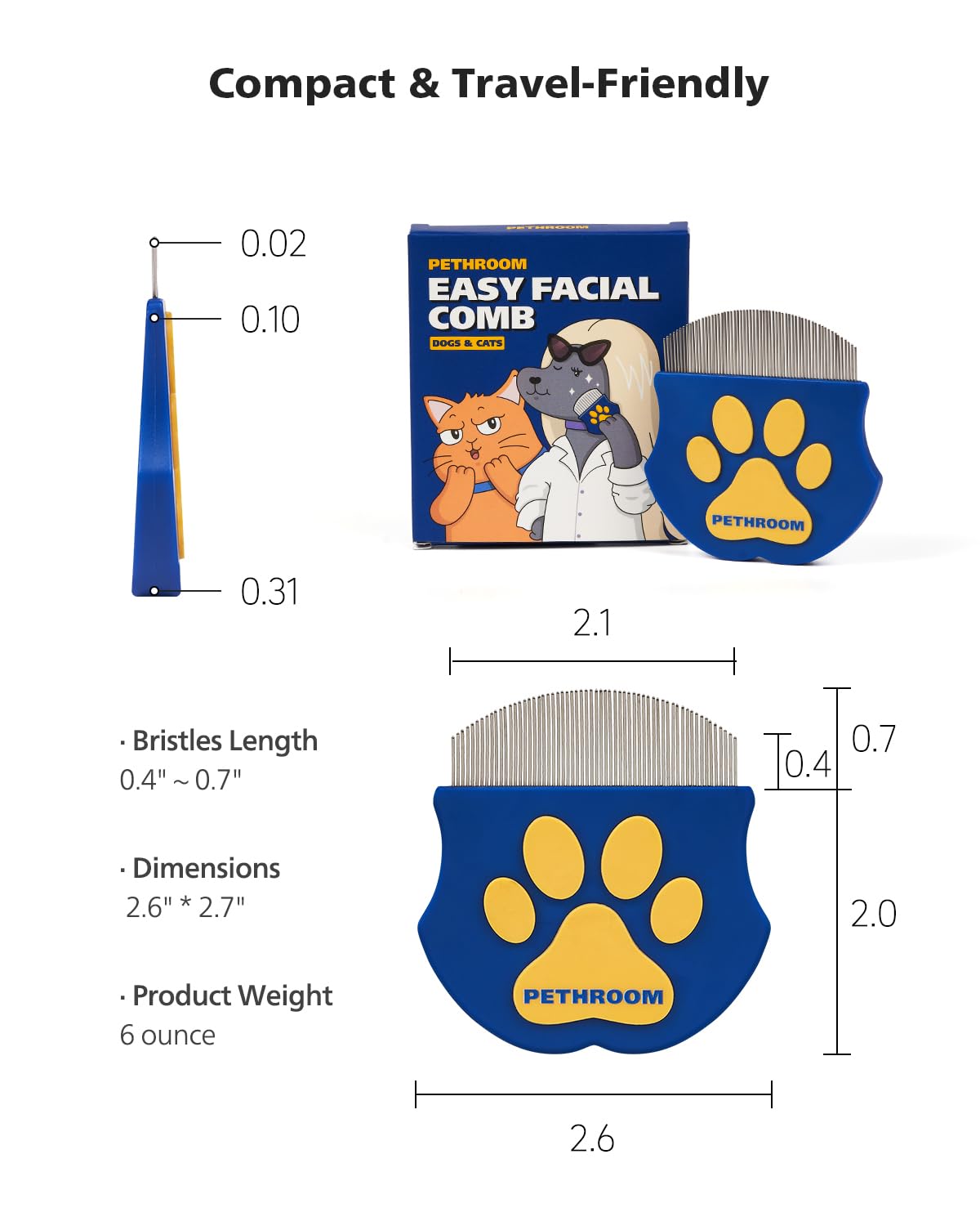 PETHROOM Professional Eye Comb for Pets | Stainless Steel Tear Stain Remover for Cats & Dogs | Gentle Round-Head Grooming Tool | Compact & Portable for Eye Gunk Removal - Image 9