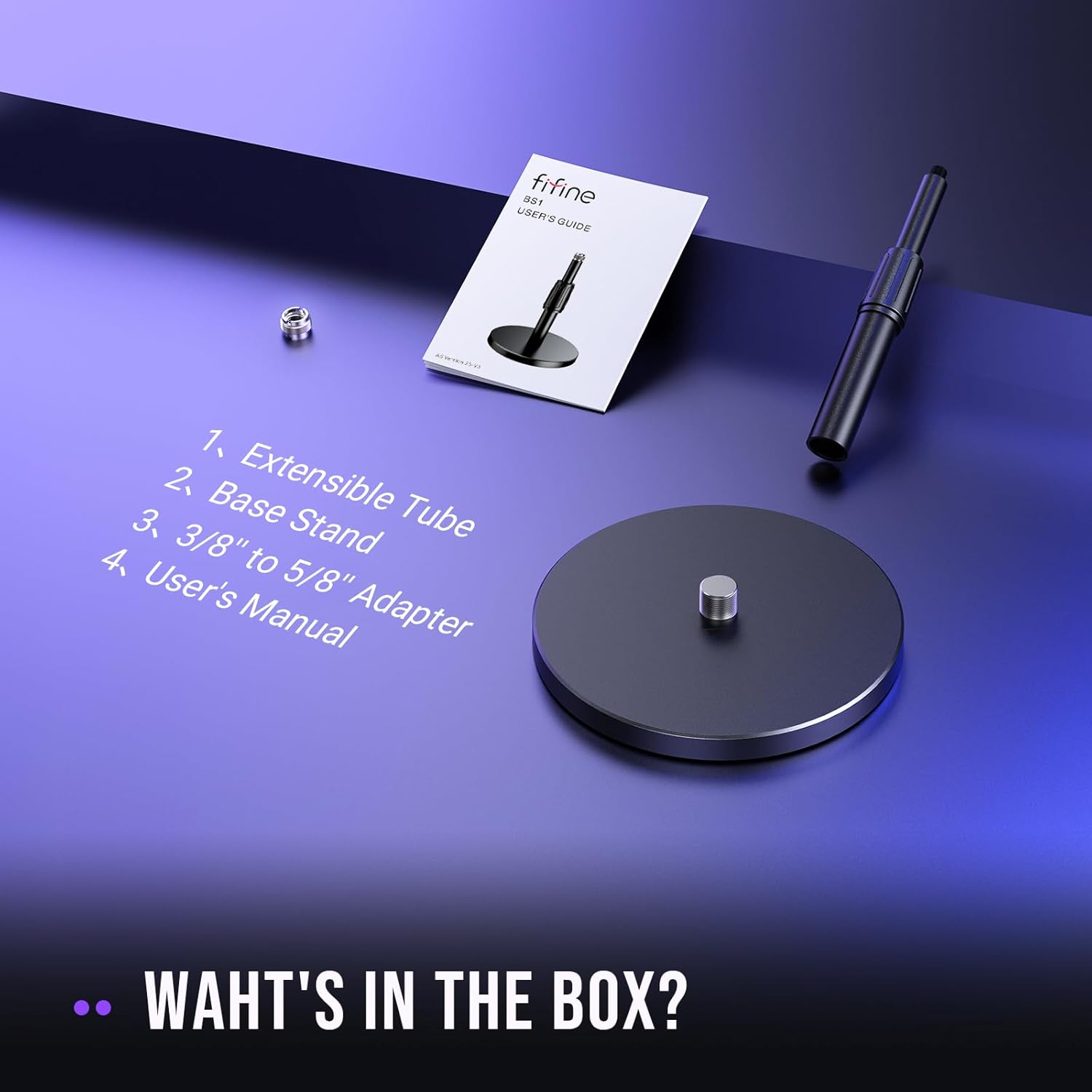 FIFINE Desktop Microphone Stand, Heavy-Duty Metal Adjustable Table Mic Stand with 5/8" Male to 3/8" Female Screw Adapter, 4 Non-Slip Pads Compatible with Microphones for Recording, Streaming-BS1 - Image 7