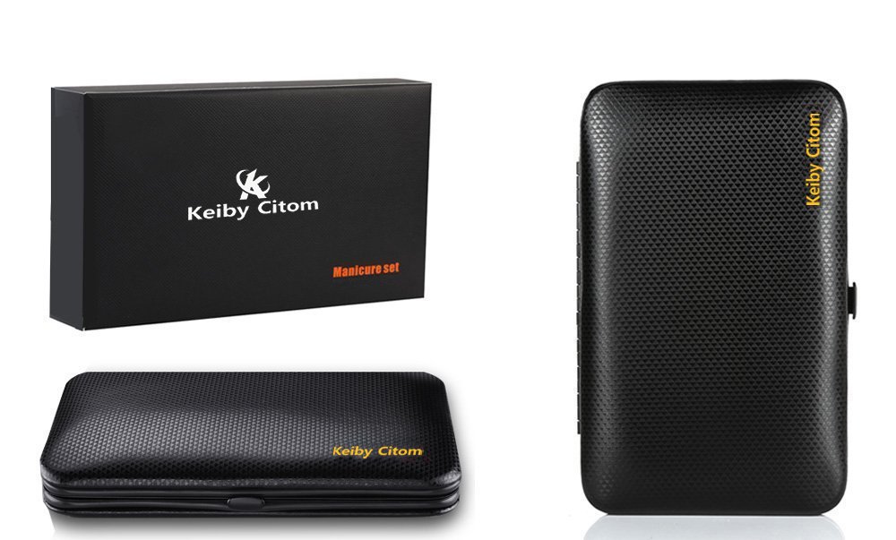 Professional Stainless Steel Nail Clipper Travel & Grooming Kit Nail Tools Manicure & Pedicure Set of 15pcs with Luxurious Case (Black/Yellow) - Image 2