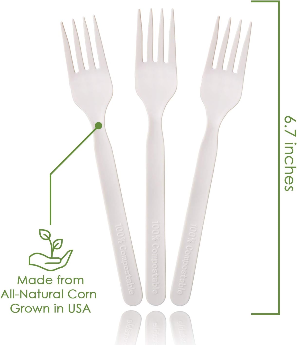 Ecovita 100% Compostable Forks - 500 Large Disposable Utensils (7 in.) Bulk Size Eco Friendly Durable and Heat Resistant Alternative to Plastic Forks with Convenient Tray - Image 3