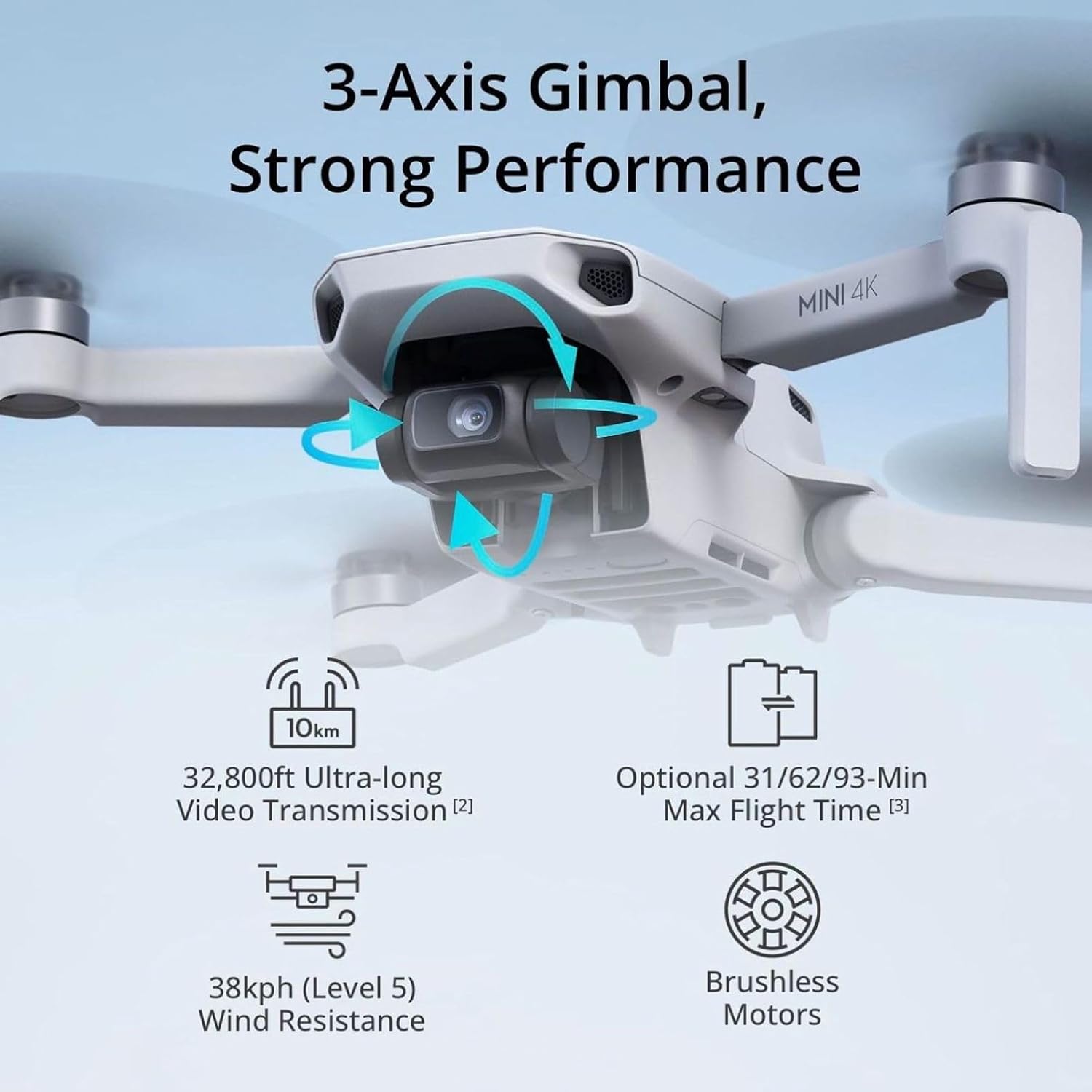 DJI Mini 4K Camera Drone Combo, Drone with 4K UHD Camera for Adults, Under 249 g, 3-Axis Gimbal Stabilization, 10km Video Transmission, Auto Return, 2 Batteries for 62-Min Max Flight Time, QuickShots - Image 3
