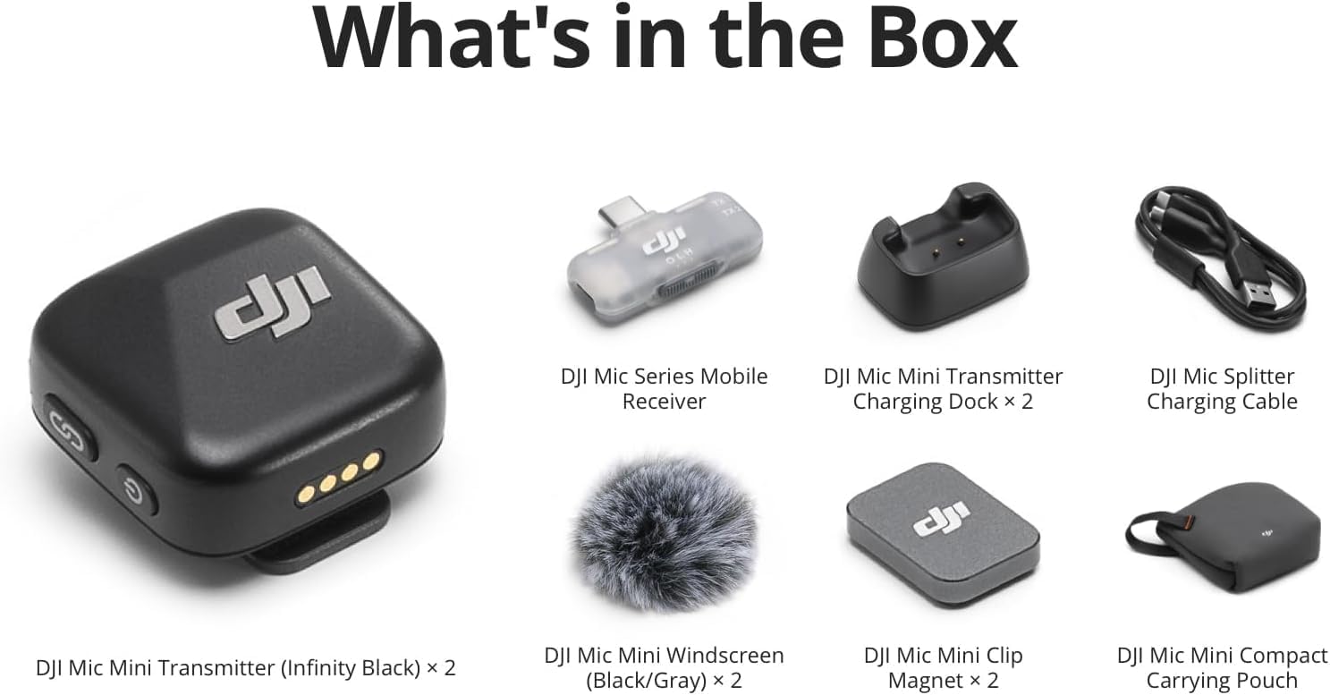 DJI Mic Mini (2 TX + 1 Mobile RX), Wireless Lavalier Microphone for iPhone 17/16/15 & Android/PC/Tablet, Plug-and-Play, 300m Transmission, Ultralight, Active Noise Cancelling, YouTube, Vlog, Streaming - Image 7