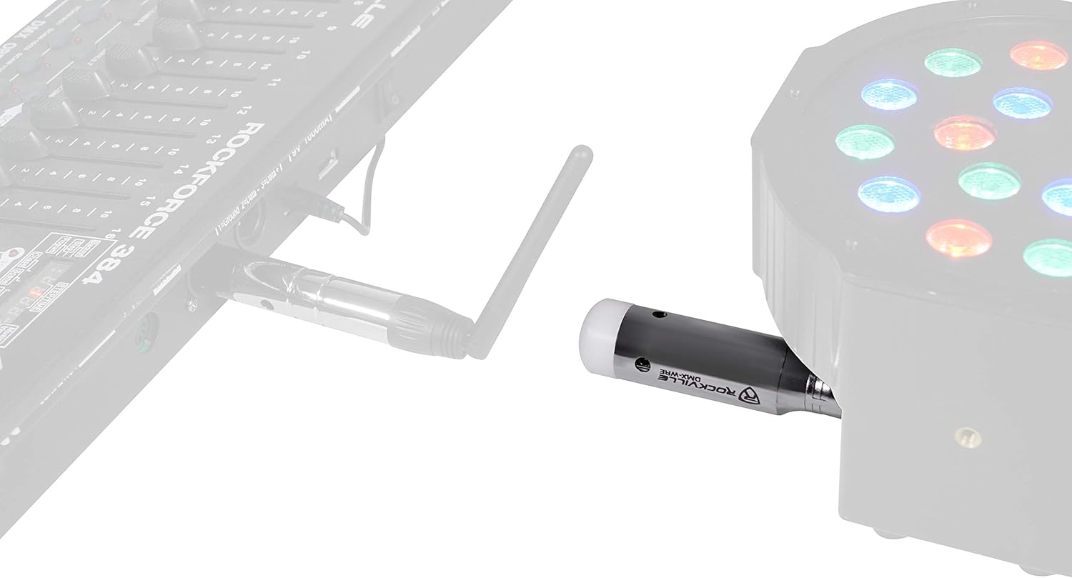 Rockville DMX-WRE Wireless DMX Receiver 2.4GHz, 9-Hour Battery, 1968-Foot Range, Compact 0.4 lb Design, for DJs and Stage Lighting - Image 4