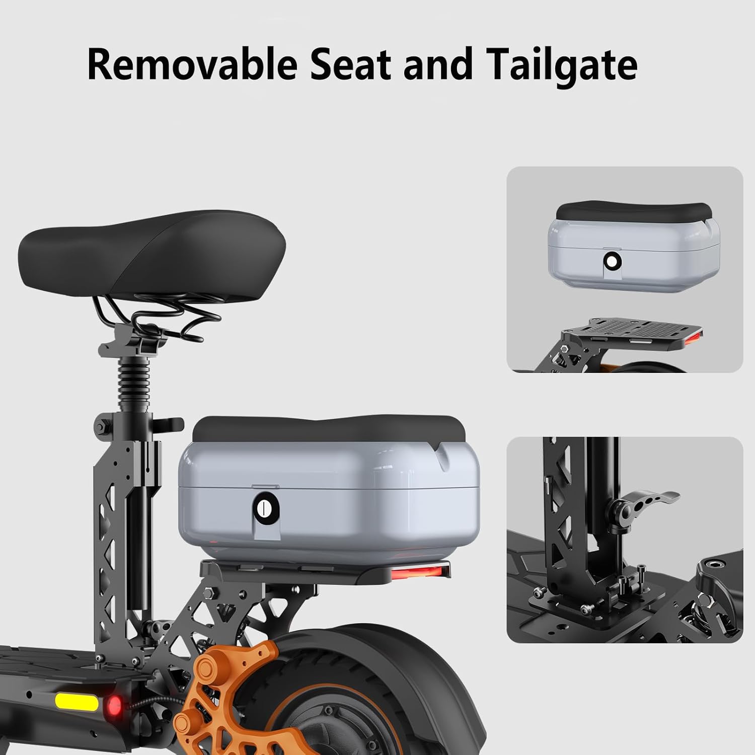 M5 Pro Electric Scooter, 1600W Brushless Motor, Range 70-80KM, Max Speed 34 MPH, Max Load 264LBS, Dual Suspension & Hydraulic Damping System, E-Scooter with Seat & Storage Box for Adults - Image 3