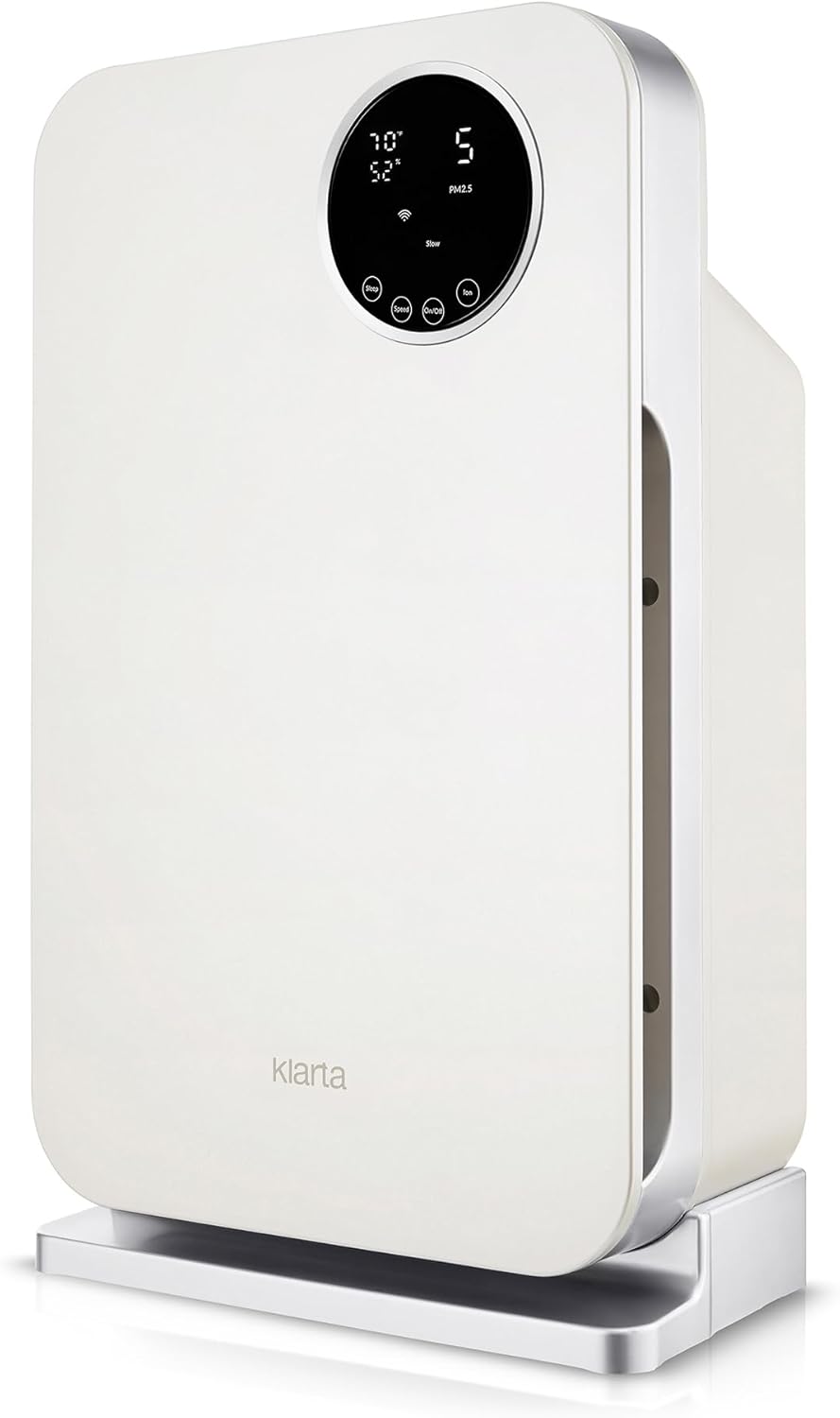 Air Purifier for Home - Smart WiFi App - Ultra Quiet 20 dB - Removes Allergens, Smoke & Odors - 99.97% Particle Filtration - Up to 1237 ft² - Klarta Forste White