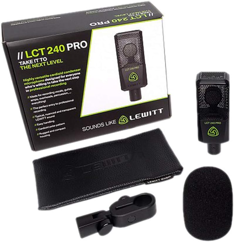 Lewitt LCT-240 Pro Condenser Microphone (Black) Bundle with Studio Monitor Headphone, Pop Filter & XLR Cable - Image 5