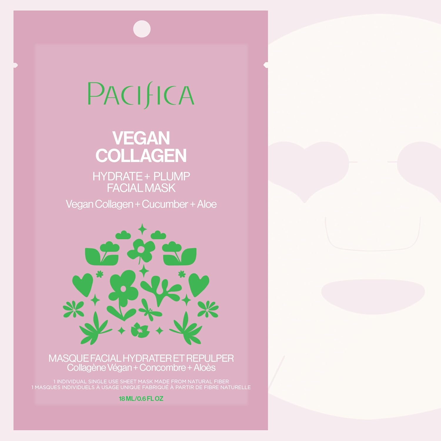 Pacifica Sheet Face Mask - Vegan Collagen Hydrate & Plump with Cucumber & Aloe – Moisturizing Mask for Dry & Aging Skin - Clean Beauty Vegan & Cruelty-Free Dermatologist Tested - Image 18