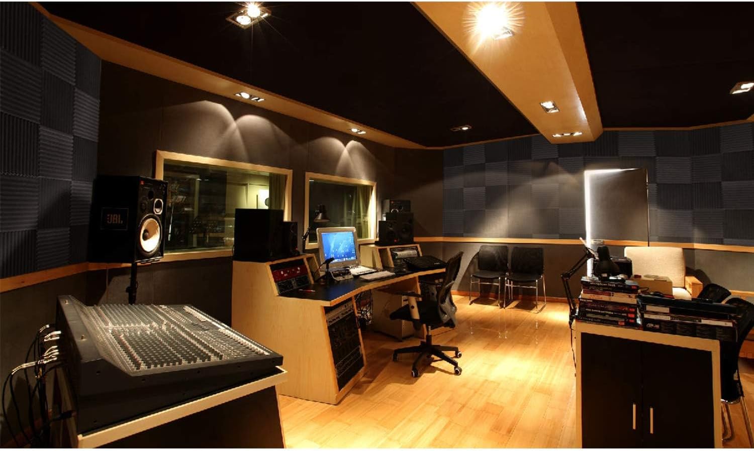 Focusound 52 Pack Acoustic Foam Panels 1" x 12" x 12" Sound Proof Foam Panles Soundproofing Noise Cancelling Wedge Panels for Home Office Recoding Studio with 300PCS Double-Side Adhesive - Image 6