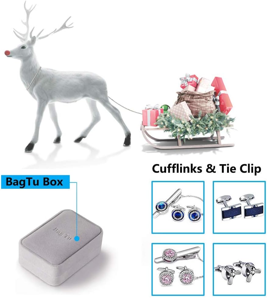 Starry Sky Cufflinks and Tie Clip Set with Gift Box and Greeting Card, Galaxy Dark Blue Cufflinks and Tie Clip Gift Set for Men - Image 4