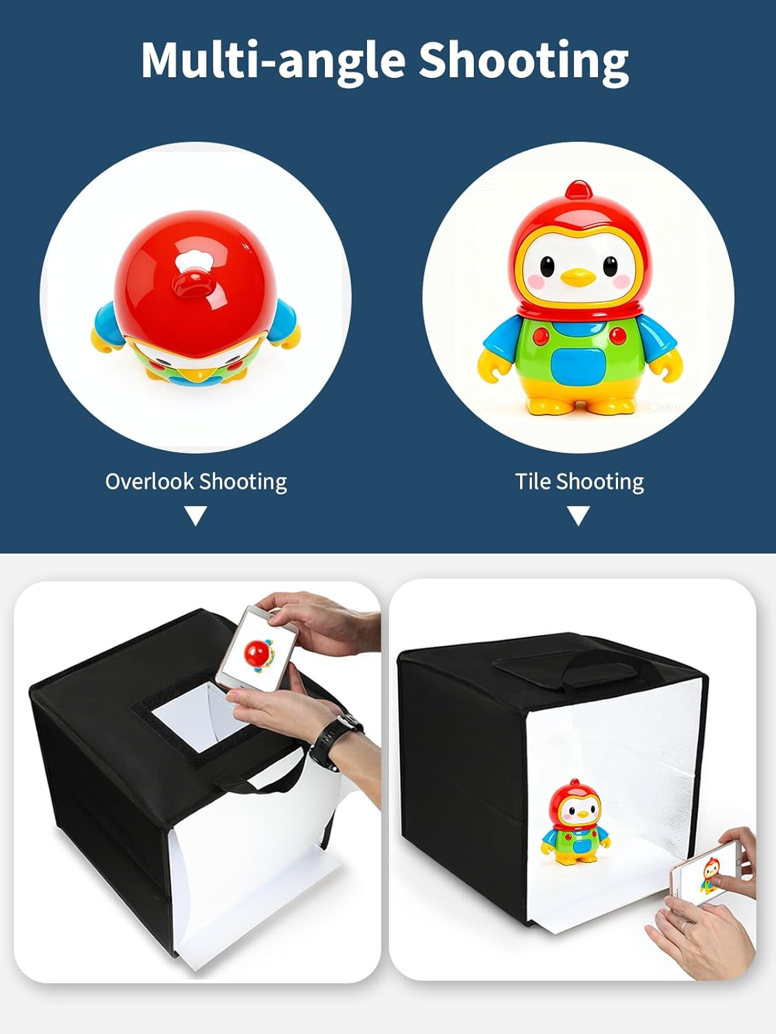 Glendan Light Box Photography, 10"x10" Photo Box with 88 High Color Rendering Index LED Lights, 6 Color PVC Backdrops, 4 Reflection Boards and 1 Diffuser for Jewelry and Small Item Product Photography - Image 4