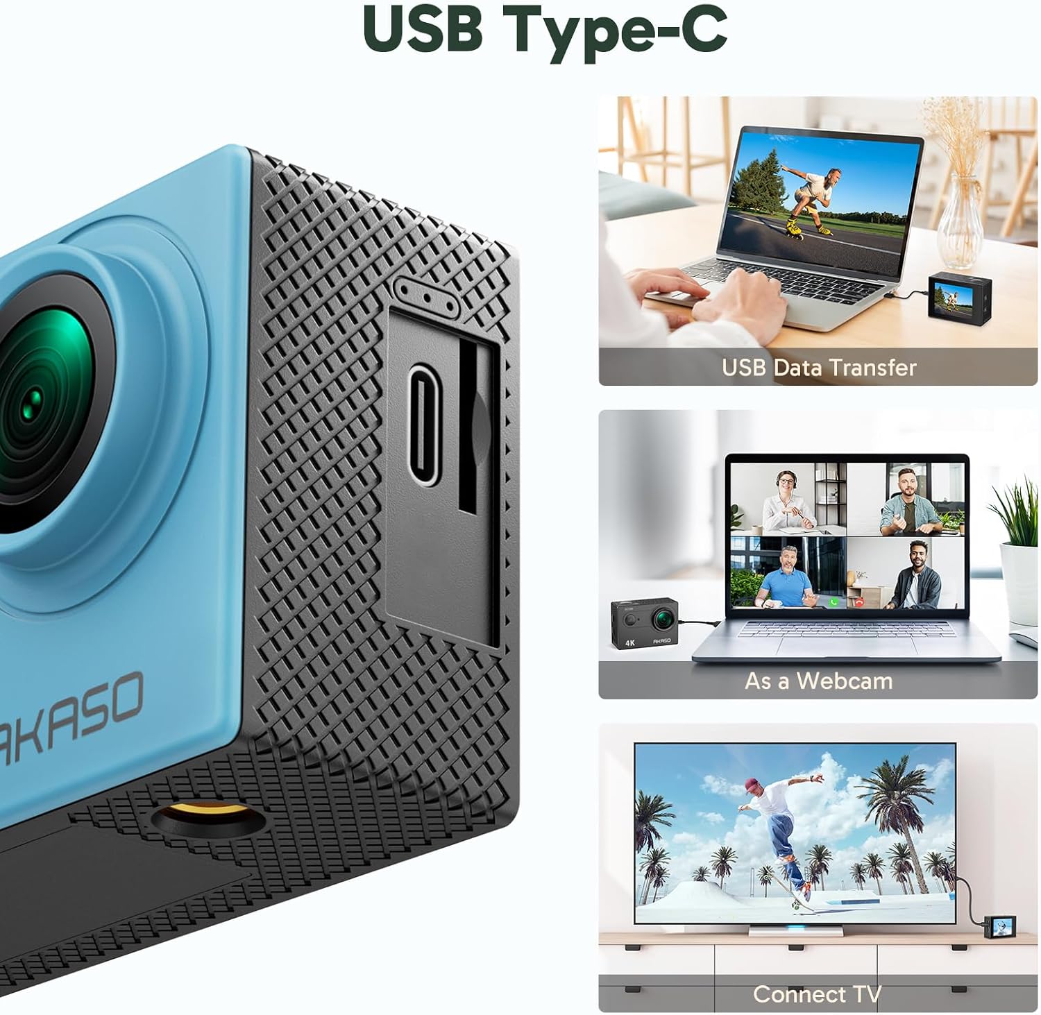 AKASO EK7000 4K30FPS 20MP WiFi Action Camera with EIS Ultra HD 131FT Waterproof Underwater Camera Remote Control 4X Zoom Support External Microphone Blue - Image 9