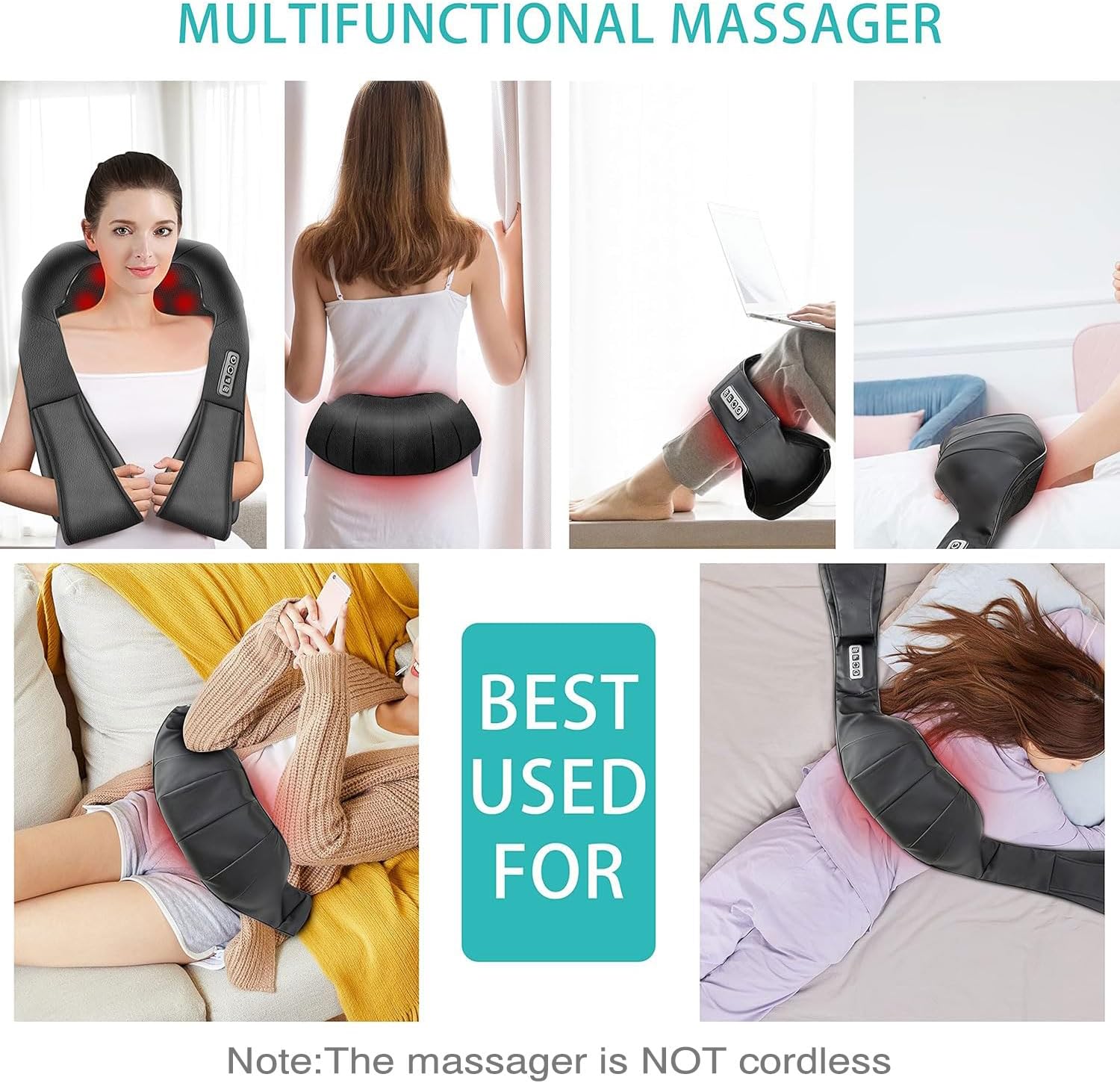 AERLANG Shiatsu Back and Neck Massager, Back Massager Deep Tissue Kneading Neck and Shoulder Massage with Heat, Electric Massage Pillow Fathers Day Gift Ideas from Daughter Son(NOT Cordless) - Image 5