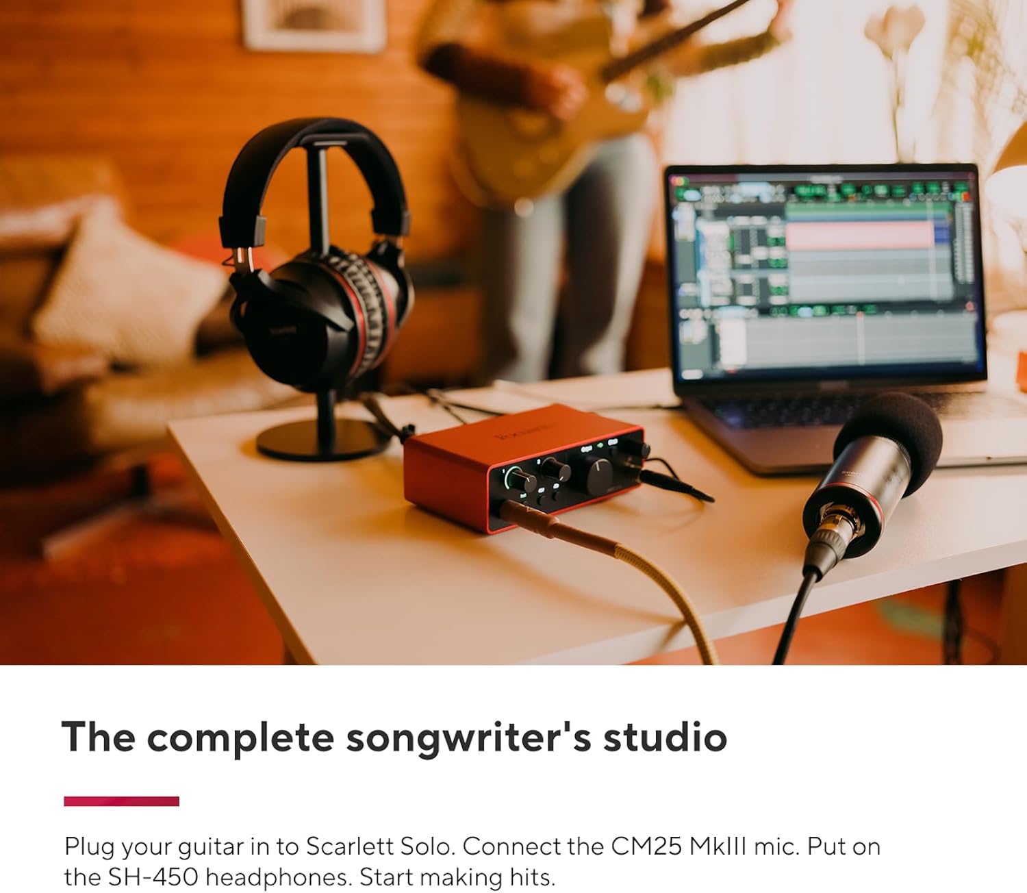 Focusrite Scarlett Solo Studio 4th Gen USB Audio Interface Bundle for the Songwriter, Guitarist or Vocalist with Condenser Microphone and Headphones for Recording, Songwriting, and Podcasting - Image 5