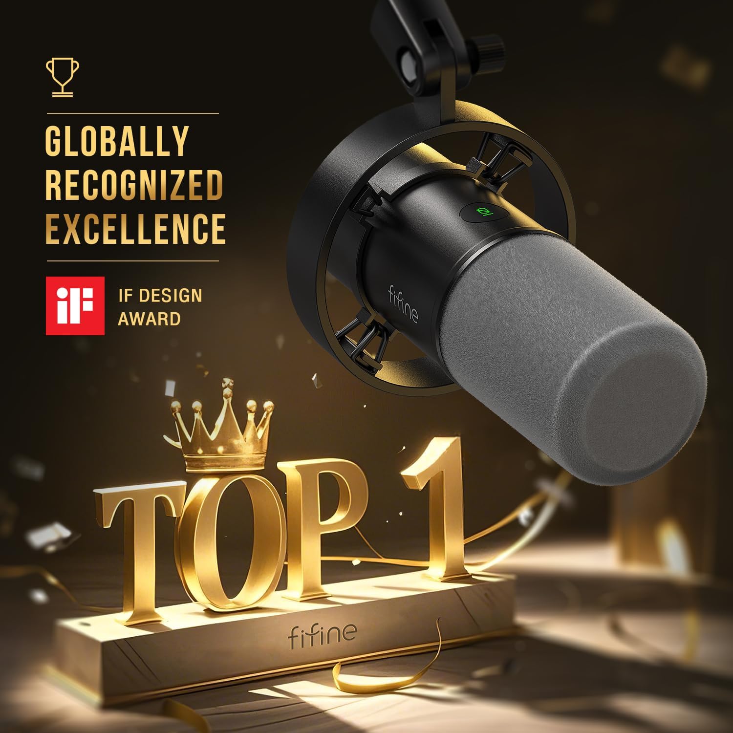 FIFINE K688 Podcast Microphone Kit, USB/XLR Dynamic Microphone with Boom Arm for PC/XLR Mixer, Gaming Mic with Mute Button, Headphone Jack for Vocal, Voice-Over, Streaming, Music Recording -K688CT - Image 2