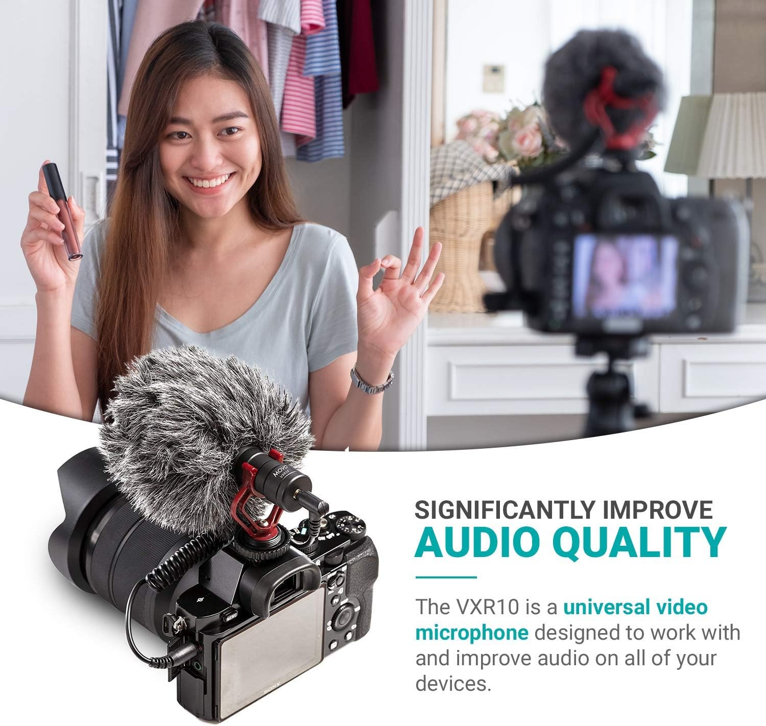 Movo VXR10 Universal Shotgun Mic for Camera - Camera Microphone for DSLR, iPhone and Android Smartphones - Compatible with Canon EOS, Nikon, and Sony Cameras - Professional Video Microphone - Image 4