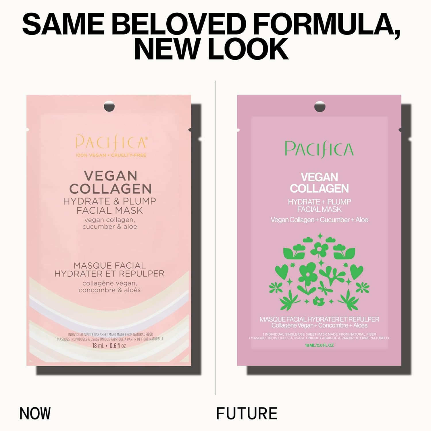 Pacifica Sheet Face Mask - Vegan Collagen Hydrate & Plump with Cucumber & Aloe – Moisturizing Mask for Dry & Aging Skin - Clean Beauty Vegan & Cruelty-Free Dermatologist Tested - Image 2