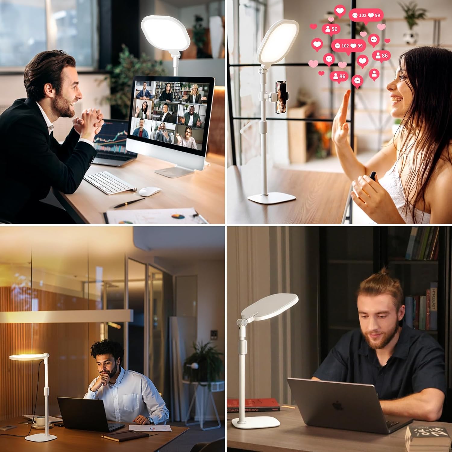 Lighting for Video Calls, 30 Light Modes Video Conference Light, Desk Ring Light with Stand for Webcam, Meetings, Live Stream, Home Office. CRI 97.8 - Image 3