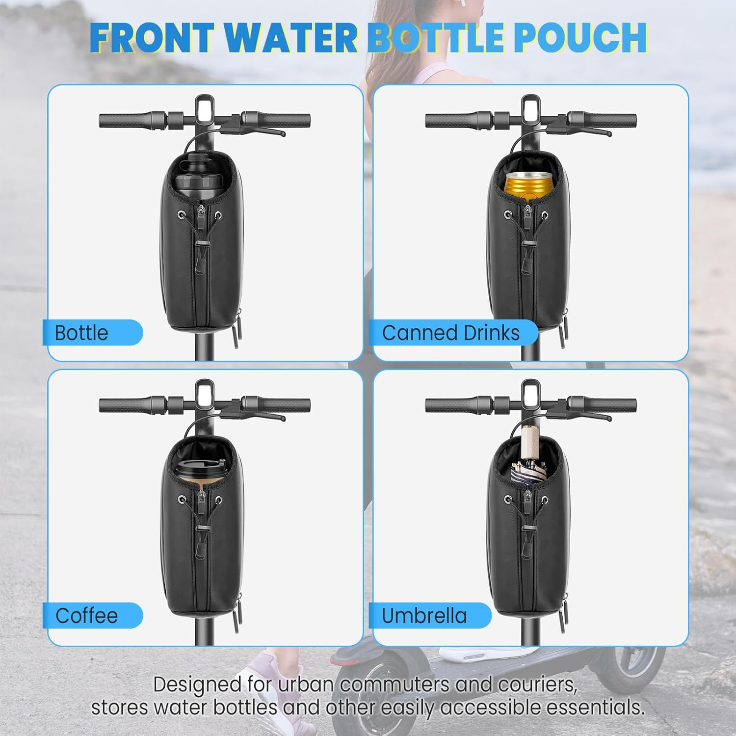 GXCROR Electric Scooter Bag 2L Large Capacity, Waterproof Front Hanging Storage Bag, Portable Handlebar Bag for Carrying Phone, Bottle, Charger Tools - Image 2