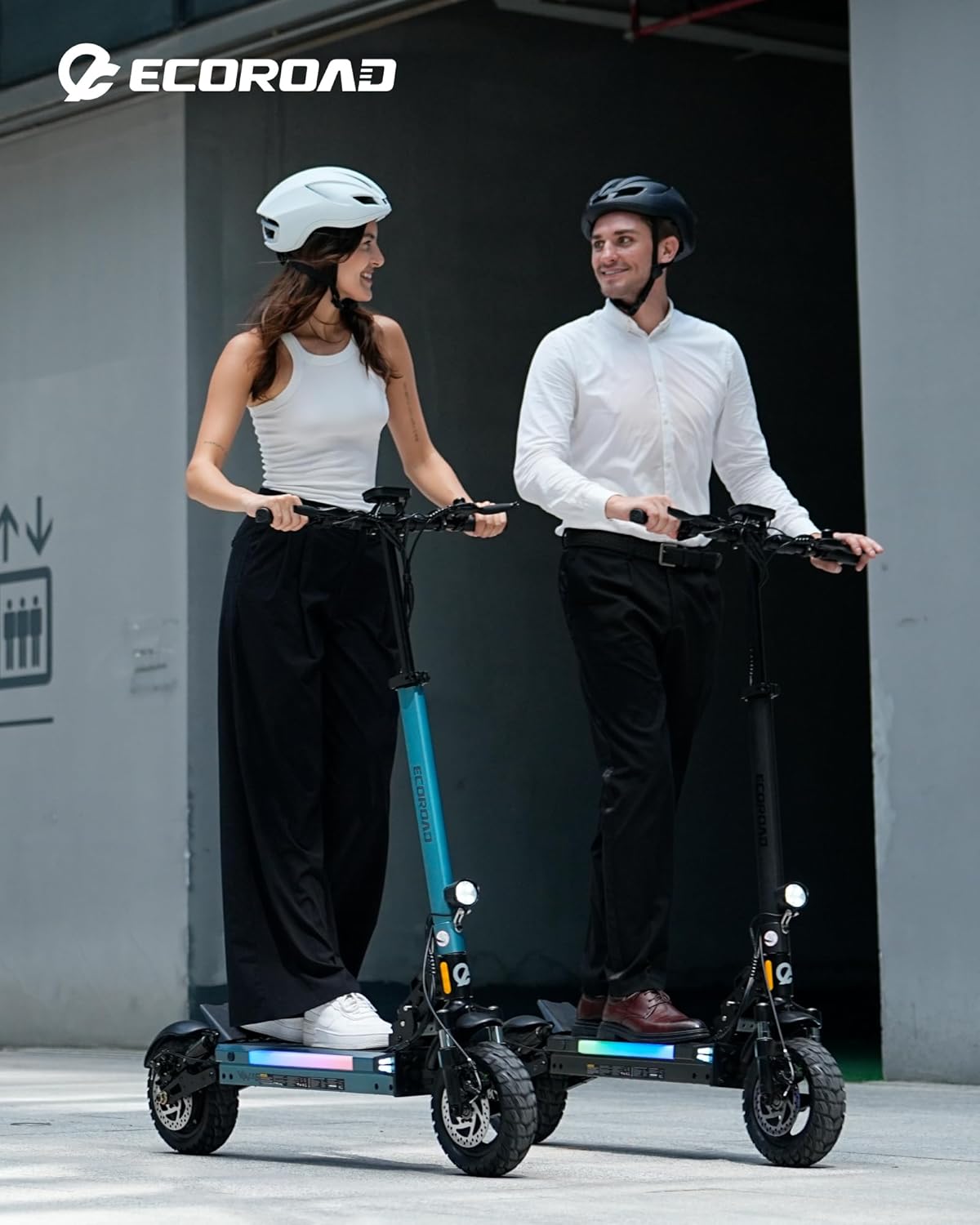 ECOROAD Electric Scooter Adults ES4/ES6, 800/1000W Motor & 25/31MPH Portable E-Scooter, 35/37+ Miles Range, 8.5/10" Off-Road Pneumatic Tires, Dual Suspension & Brakes System, RGB Lights & APP Control - Image 8