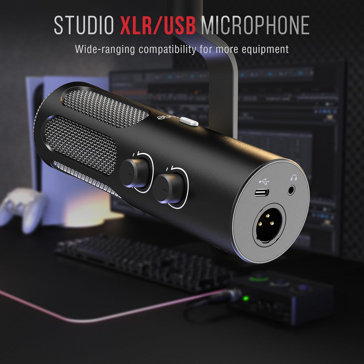 FIFINE XLR/USB Podcast Dynamic Microphone for Streaming, Studio XLR Microphone, PC Streamer Mic All Metal with Mute Button, Headphone Jack, for Vocal Voice Over Music Recording-AmpliTank Tank3 - Image 2