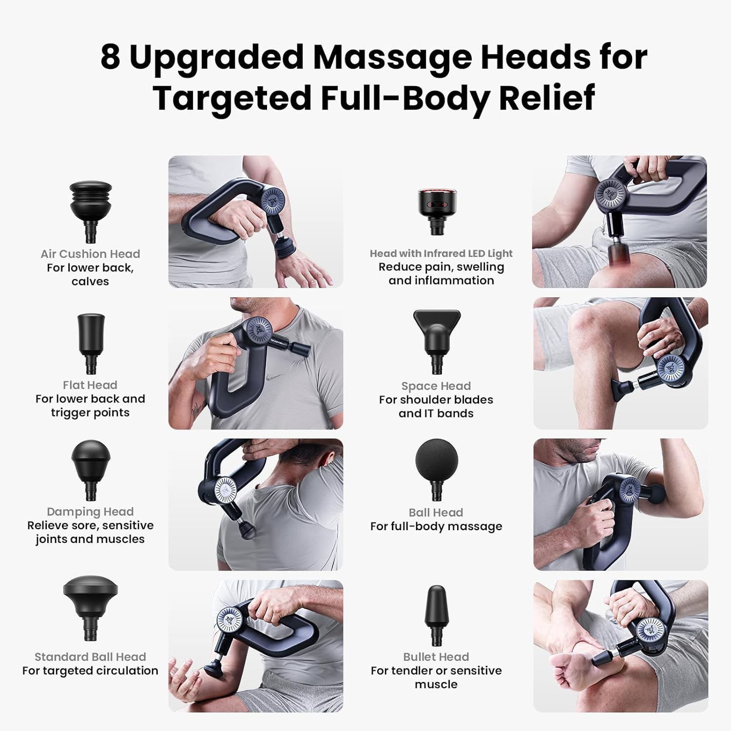 BOB AND BRAD D6 Ultra Massage Gun with Infrared Light, Deep Tissue Percussion with 16mm Amplitude, Professional Muscle Massager for Athletes, Electric Handheld Massager - Image 9