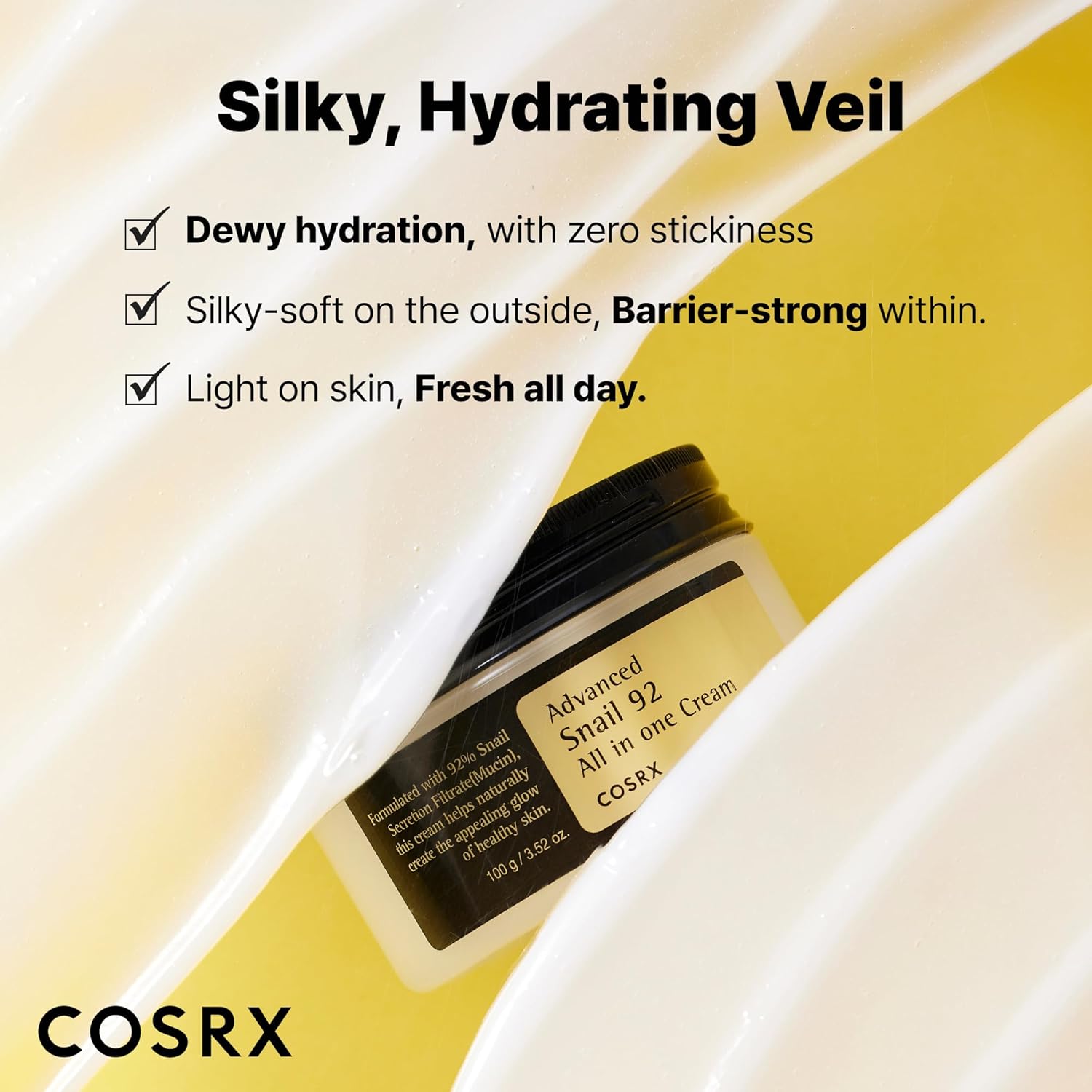 COSRX Snail Mucin 92% Face Moisturizer, 3.52 Oz, Lightweight Moisturing Cream for Soft, Glowy Skin, Korean Skin Care, Korean Moisturizer Face Cream - Image 5