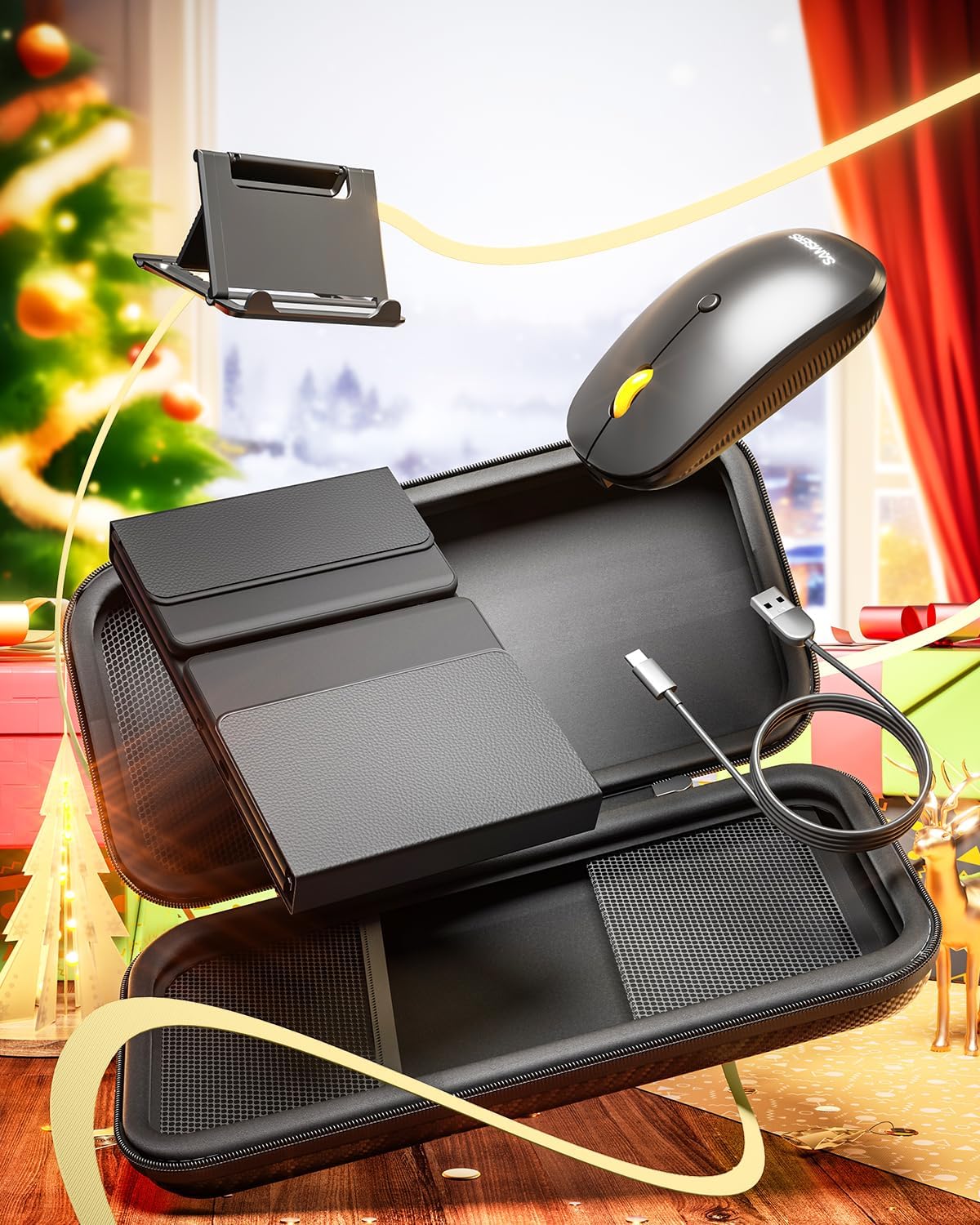 Foldable Keyboard and Mouse, Samsers Folding Bluetooth Keyboard Combo, 2.4G + BT5.0 x 2, Full-Size Portable Travel Keyboard & USB-C Rechargeable Wireless Mouse for iOS Android Windows Mac OS - Image 9