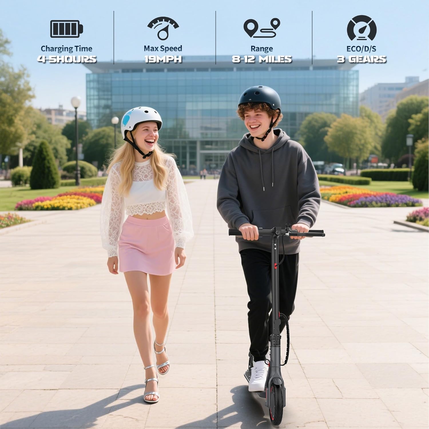 WERHY Foldable Electric Scooter, 350W Motor, Max 12/16Miles Long Range, 19 MPH Max Speed, 8.5" Solid Tire, Lightweight Foldable E-Scooter with Dual Braking, Digital Display, Cruise Control - Image 3