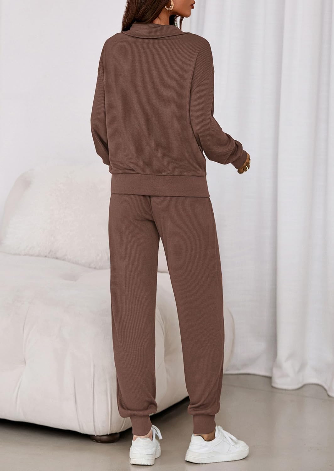 PRETTYGARDEN Women's Fall 2 Piece Lounge Sets Zip Up Sweatshirt Jogger Pants Sweat Track Suits Travel Outfit Winter Clothing - Image 5