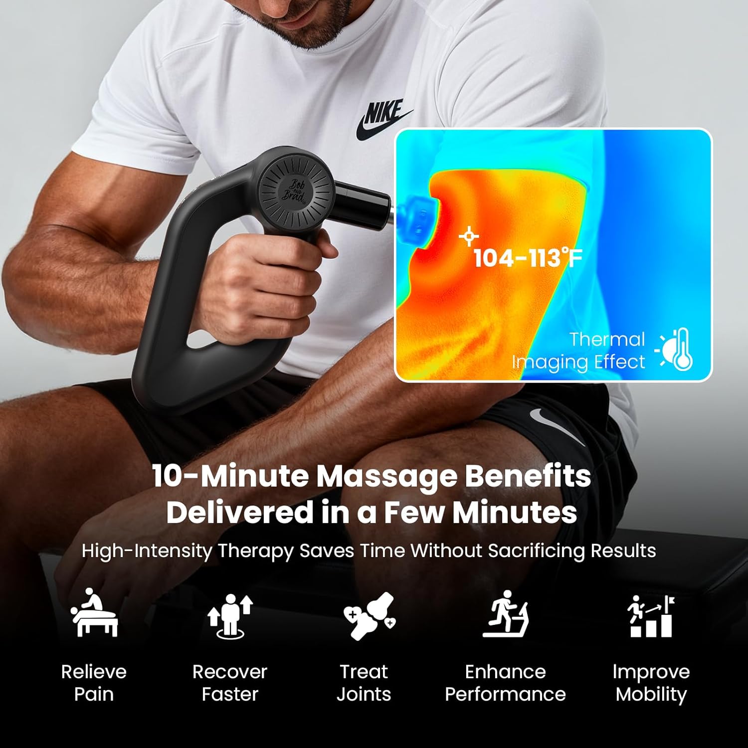 BOB AND BRAD D6 Ultra Massage Gun with Infrared Light, Deep Tissue Percussion with 16mm Amplitude, Professional Muscle Massager for Athletes, Electric Handheld Massager - Image 4