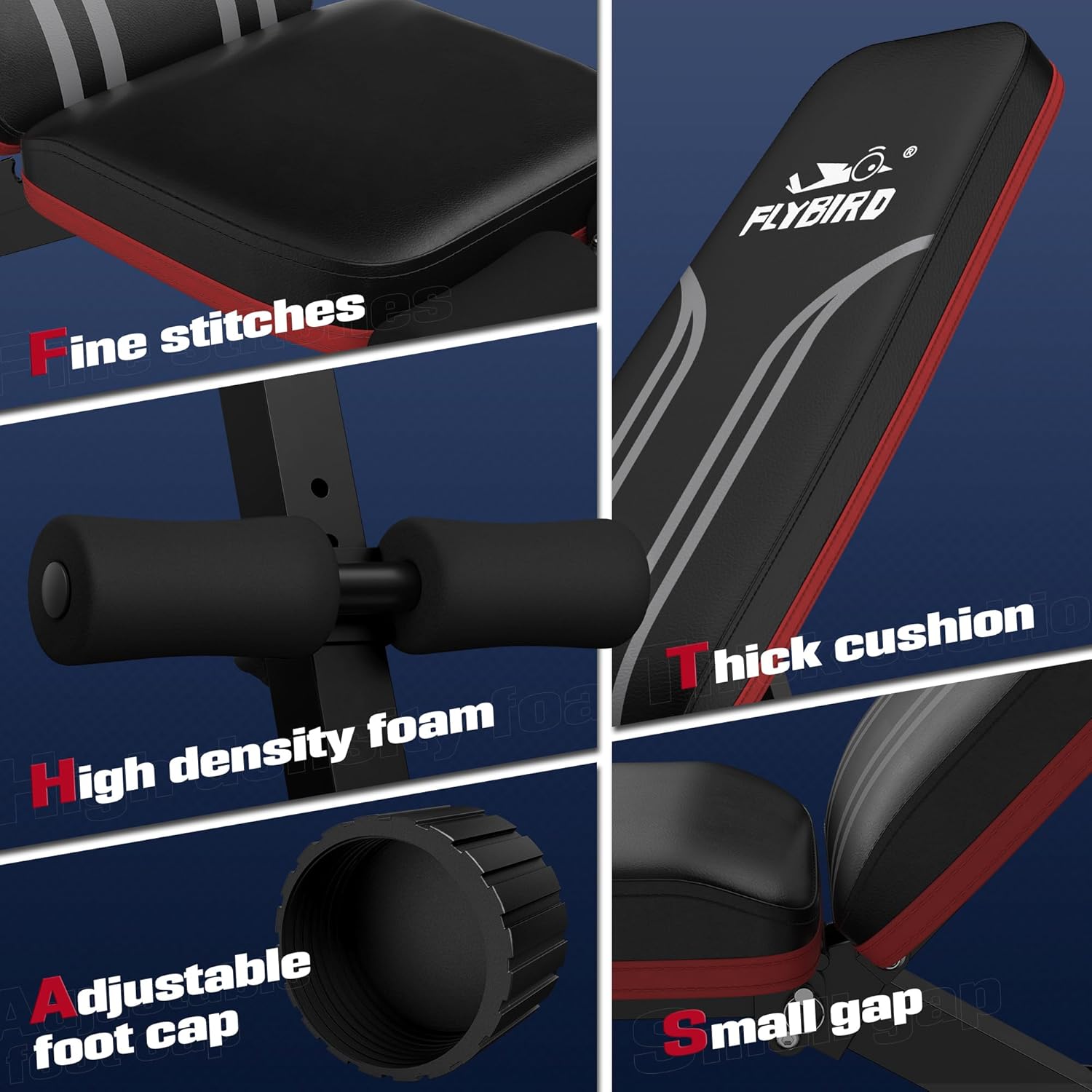 FLYBIRD Foldable Weight Bench with Resistance Bands, 8 Backrests Fast Adjustable FID for Home Gym Full Body Workout, Easy to Storage for Small Apartment - Image 5