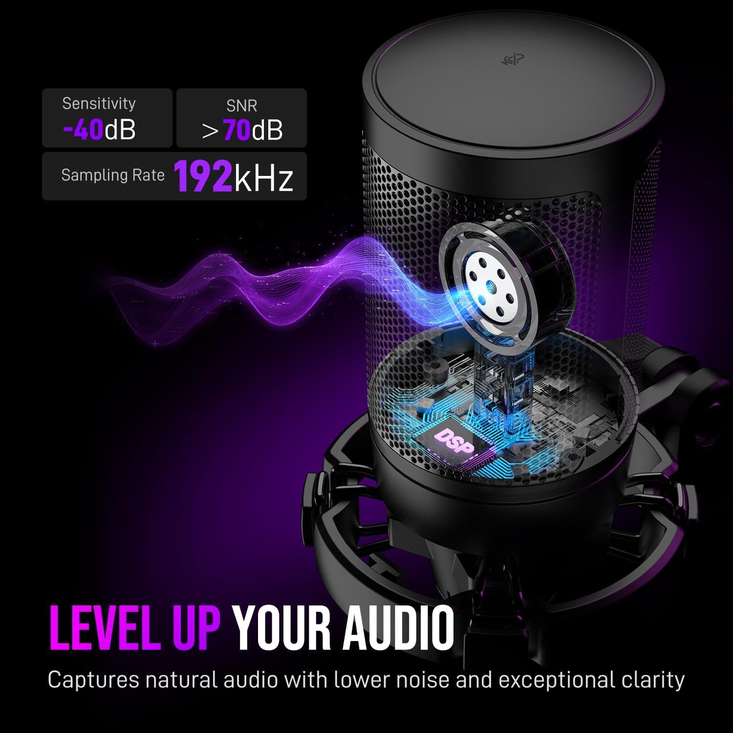 FIFINE Gaming PC USB Microphone, Podcast Condenser Mic with Boom Arm, Pop Filter, Mute Button for Streaming, Twitch, Online Chat, RGB Computer Mic for PS4/5 PC Gamer Youtuber-AmpliGame A6T - Image 3