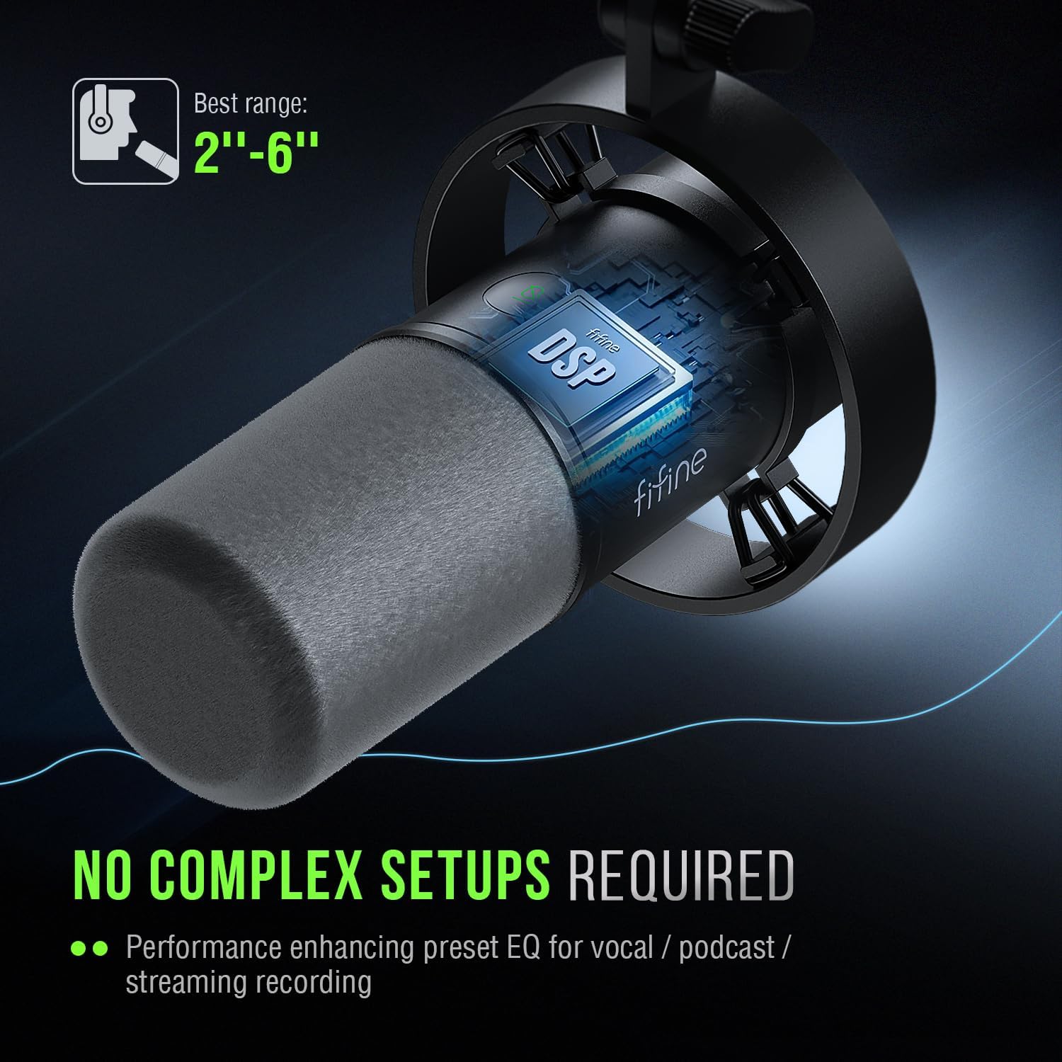 FIFINE K688 Podcast Microphone Kit, USB/XLR Dynamic Microphone with Boom Arm for PC/XLR Mixer, Gaming Mic with Mute Button, Headphone Jack for Vocal, Voice-Over, Streaming, Music Recording -K688CT - Image 6