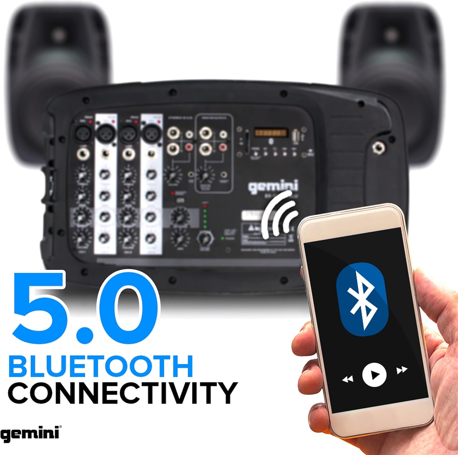 Gemini Portable PA System with Stands Bluetooth Speaker System with 6-Channel Mixer, Dual 10" Speakers, Mic & Cables - Complete All-in-One Kit for Small Events, DJs & Karaoke (ES-210MXBLU-ST) - Image 7