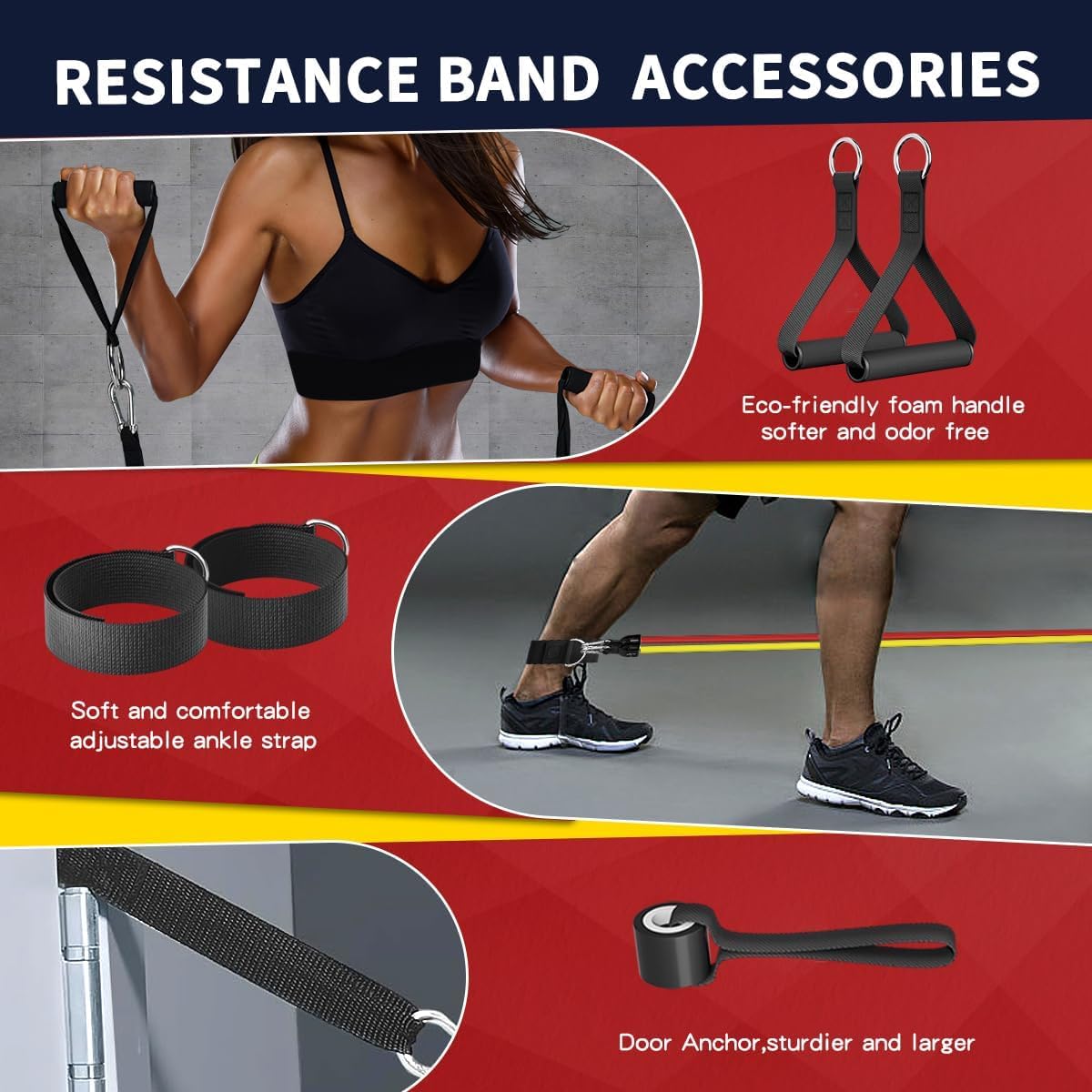 WHATAFIT Resistance Bands, Exercise Bands,Resistance Bands for Working Out, Work Out Bands with Handles for Men and Women Fitness, Strength Training Home Gym Equipment - Image 3