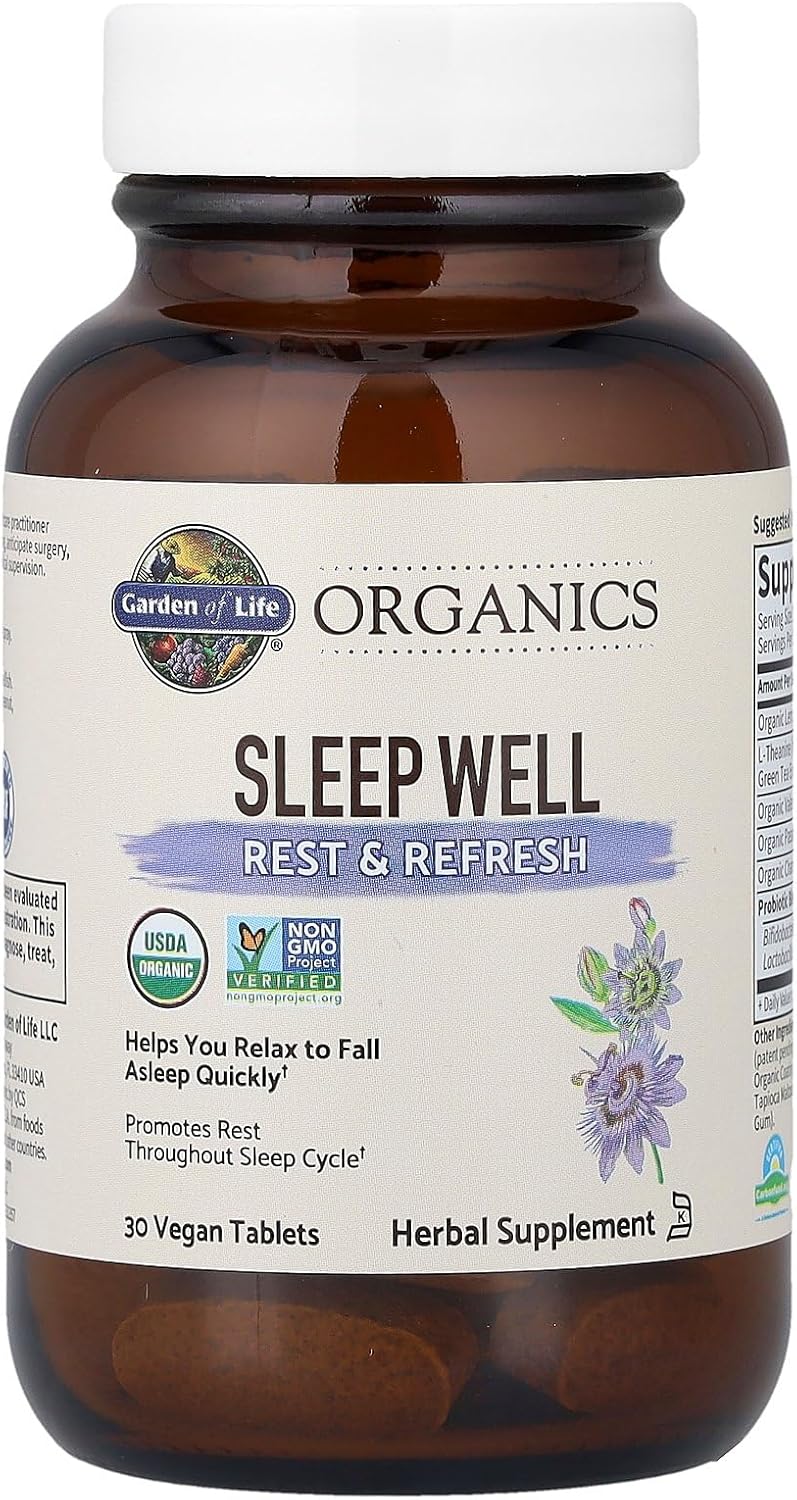 Garden of Life Organics Sleep Well Rest & Refresh Tablets with Lemon Balm, Green Tea Extract, Chamomile & Probiotics – Support for Restful Sleep & Relaxation, Non-GMO, Gluten-Free, Vegan, 30 Tablets - Image 4