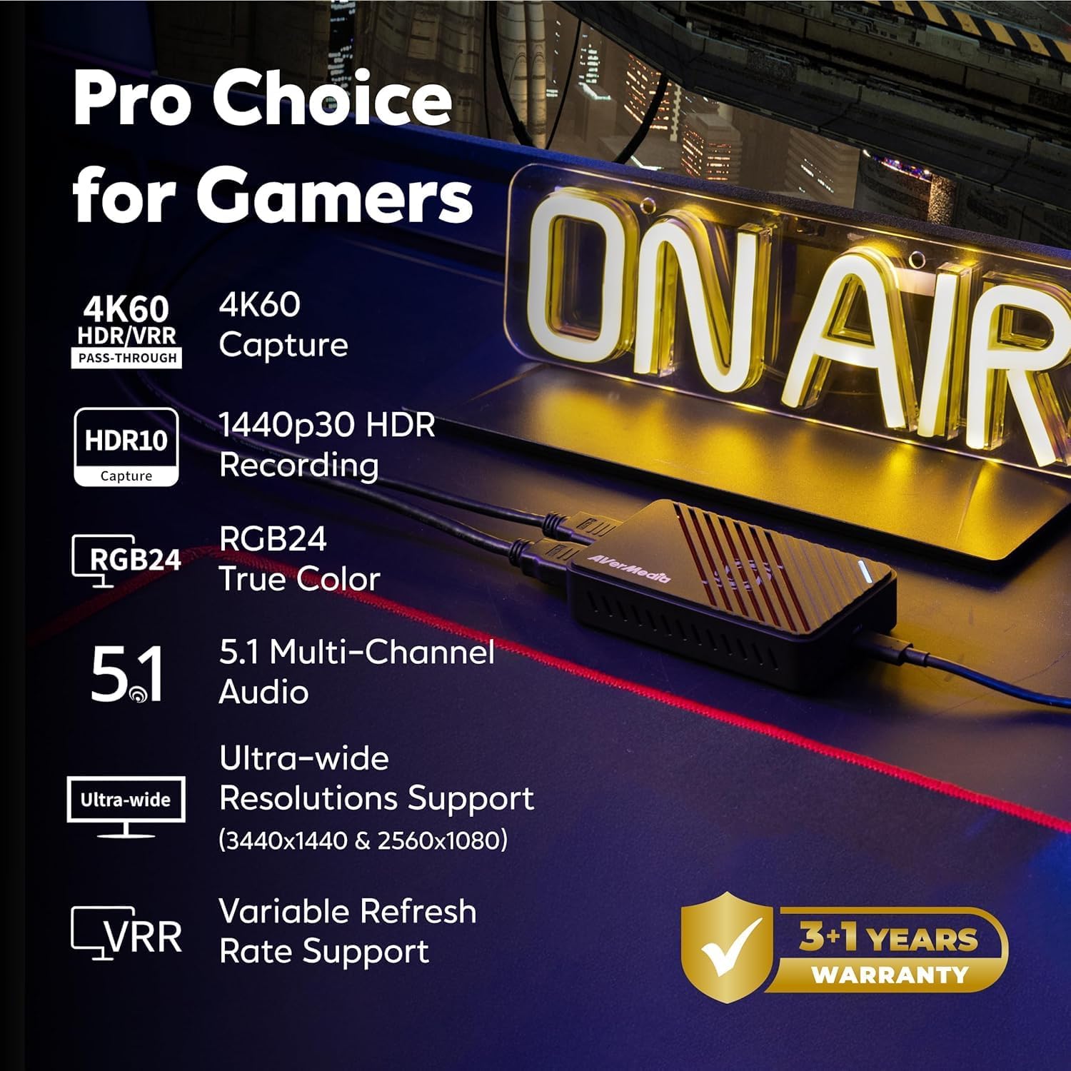 AVerMedia 4K HDMI Capture Card, USB Game Capture Card for Streaming and Recording with True Low Latency on PS5/Pro, Xbox, Switch 2, PC on Twitch, OBS, for Win11, Mac-GC553Pro Live Gamer Ultra S Black - Image 2