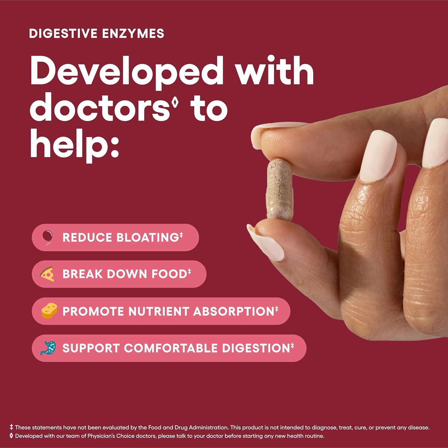 Physician's CHOICE Digestive Enzymes for Bloating & Digestion - 16 Enzymes with Organic Prebiotics & Probiotics for Gut & Digestive Health - Meal Time Discomfort Relief - Dual Action Support - 60 CT - Image 3