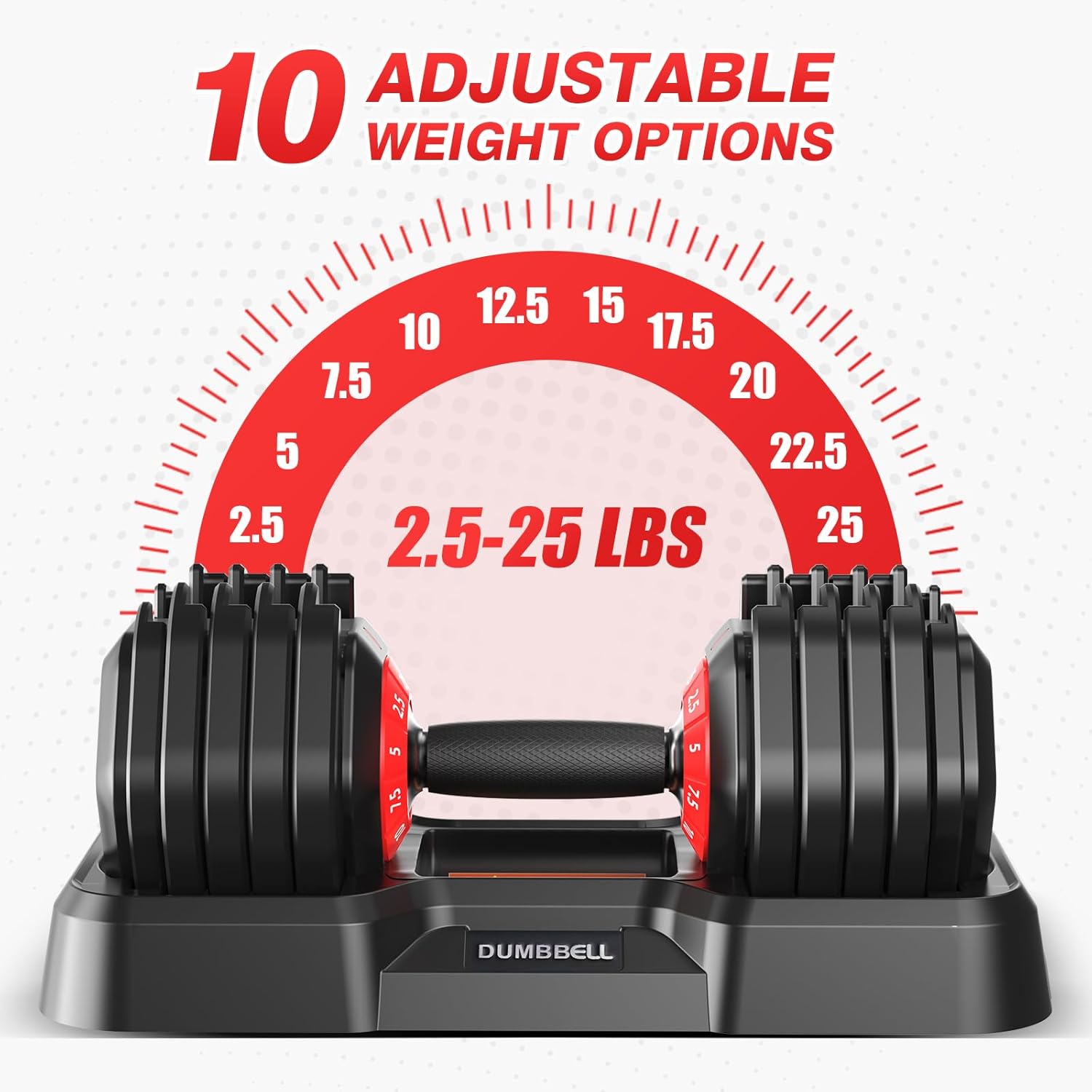 Adjustable Dumbbells Set, 10 in 1/15 in 1 Free Adjustable Weights Dumbbells Set, 25/55/52.5lbs Weights Set with Anti-Slip Handle, Fast Adjust Equipment Compact for Home Gym Strength Training - Image 2