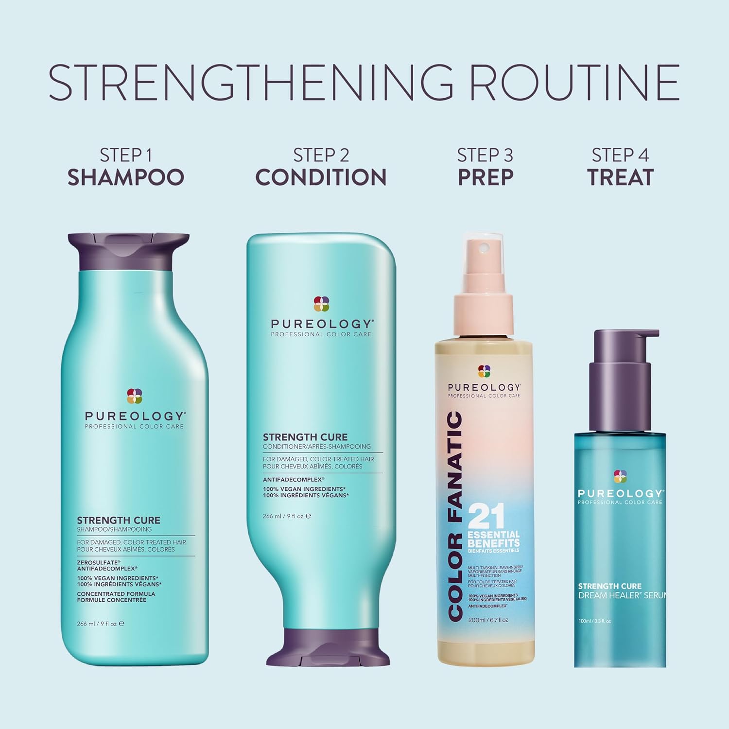 Pureology Strength Cure Shampoo - For Damaged or Color Treated Hair, Hair Strengthening & Prevents Breakage, Seals Split Ends, Vegan & Sulfate-Free - Image 9