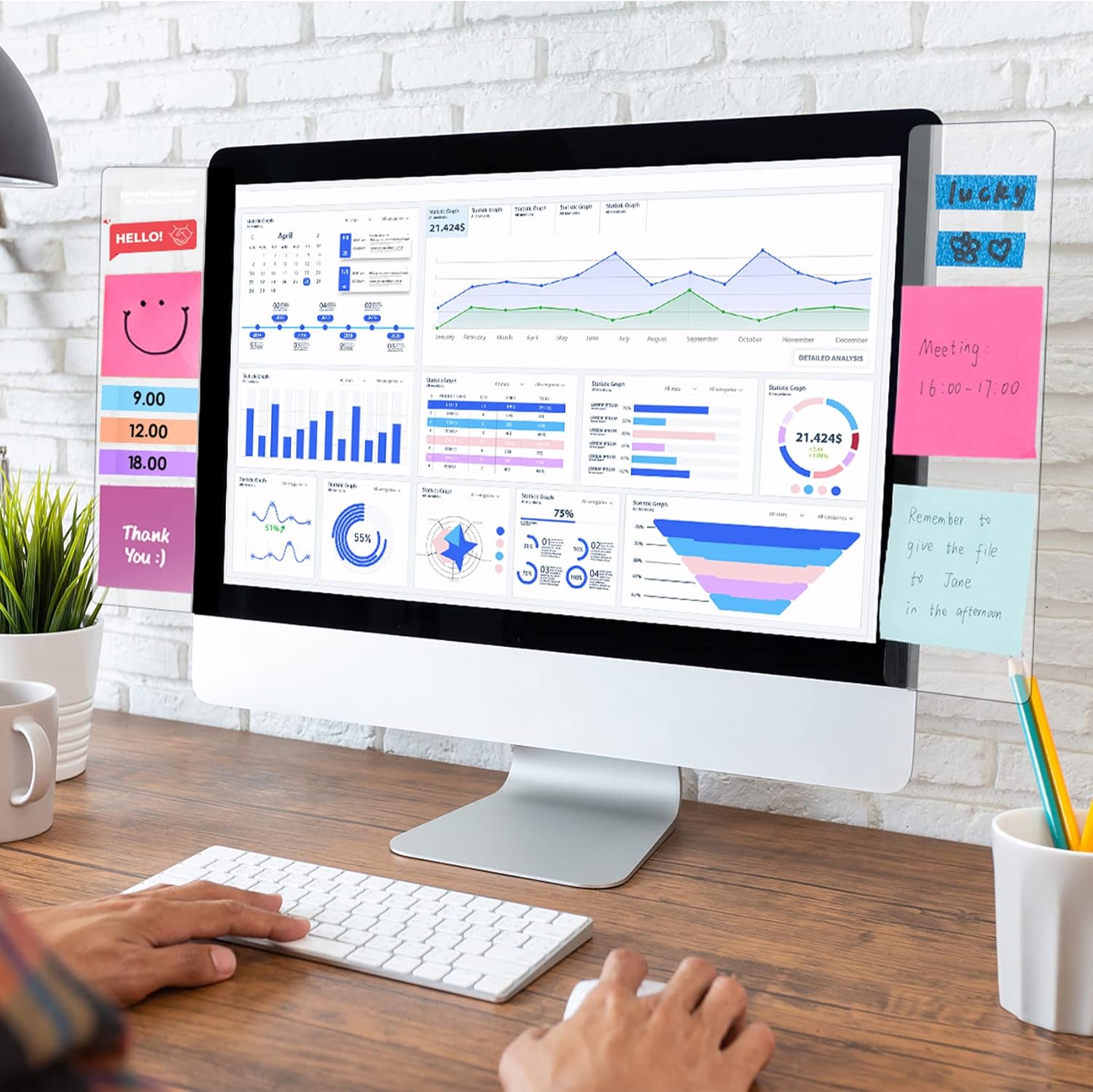 MDOZQ Office Desk Accessories 2pcs Computer Monitor Memo Board Message Board Supplies for Women Men Sticky Note Holder Home Desktop Decor - Image 7