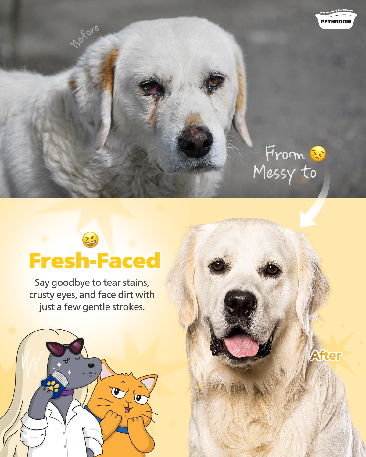 PETHROOM Professional Eye Comb for Pets | Stainless Steel Tear Stain Remover for Cats & Dogs | Gentle Round-Head Grooming Tool | Compact & Portable for Eye Gunk Removal - Image 3