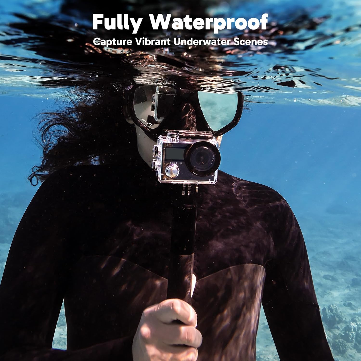 AKASO Brave 4 Action Camera 4K 30fps Ultra Hd Video 20MP Photo, EIS, WiFi Remote Control, 2X Batteries, Waterproof Underwater Camera for Snorkel, Travel, Motorcycle, Bicycle, Helmet Accessories Kit - Image 4