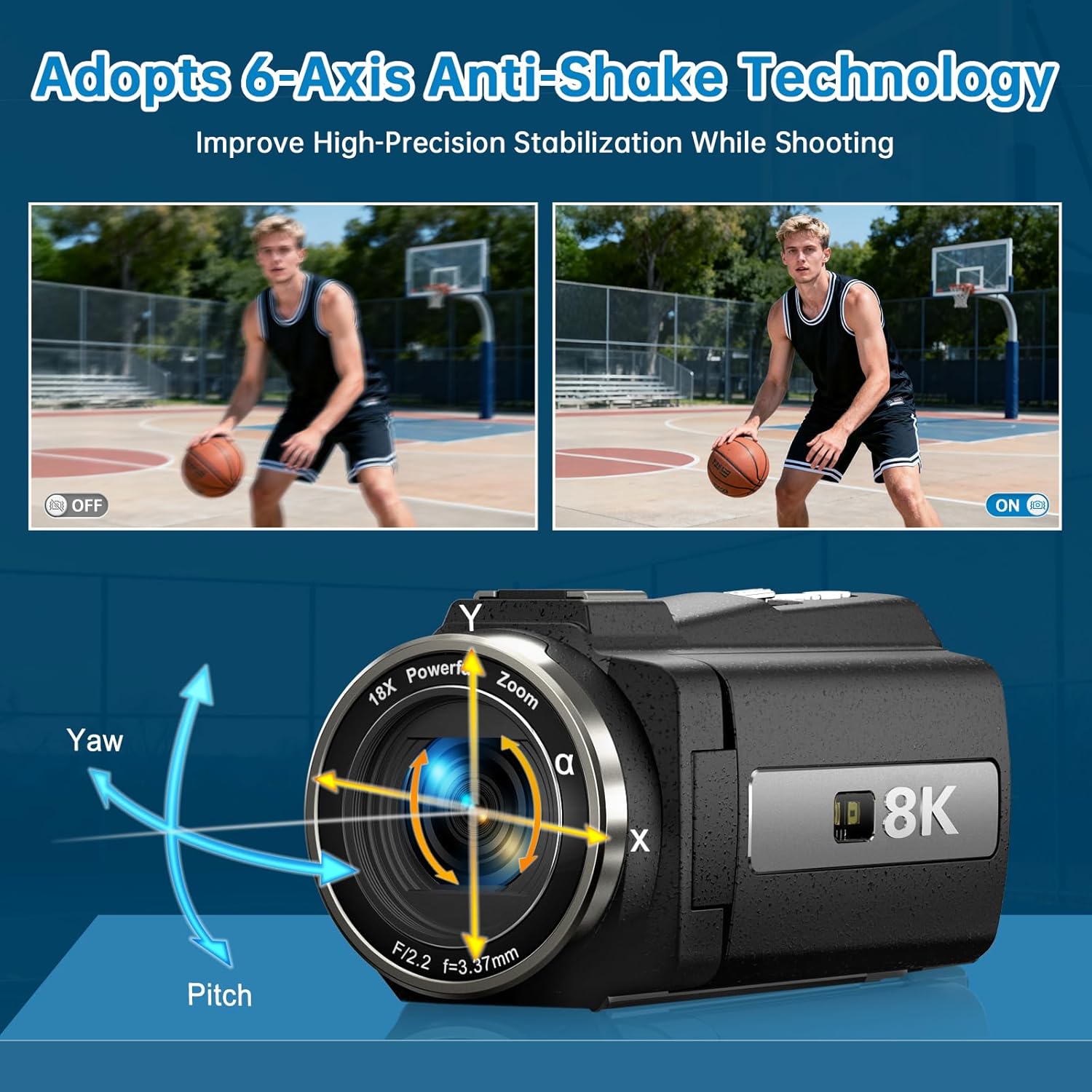 8K Video Camera Camcorder 2025 Latest 88MP Ultra HD Video Cameras Wifi Vlogging Camera for YouTube 18X Digital Video Cameras with 32G Card Microphone 6-Axis Anti-Shake IR Night Vision Video Recorder - Image 4