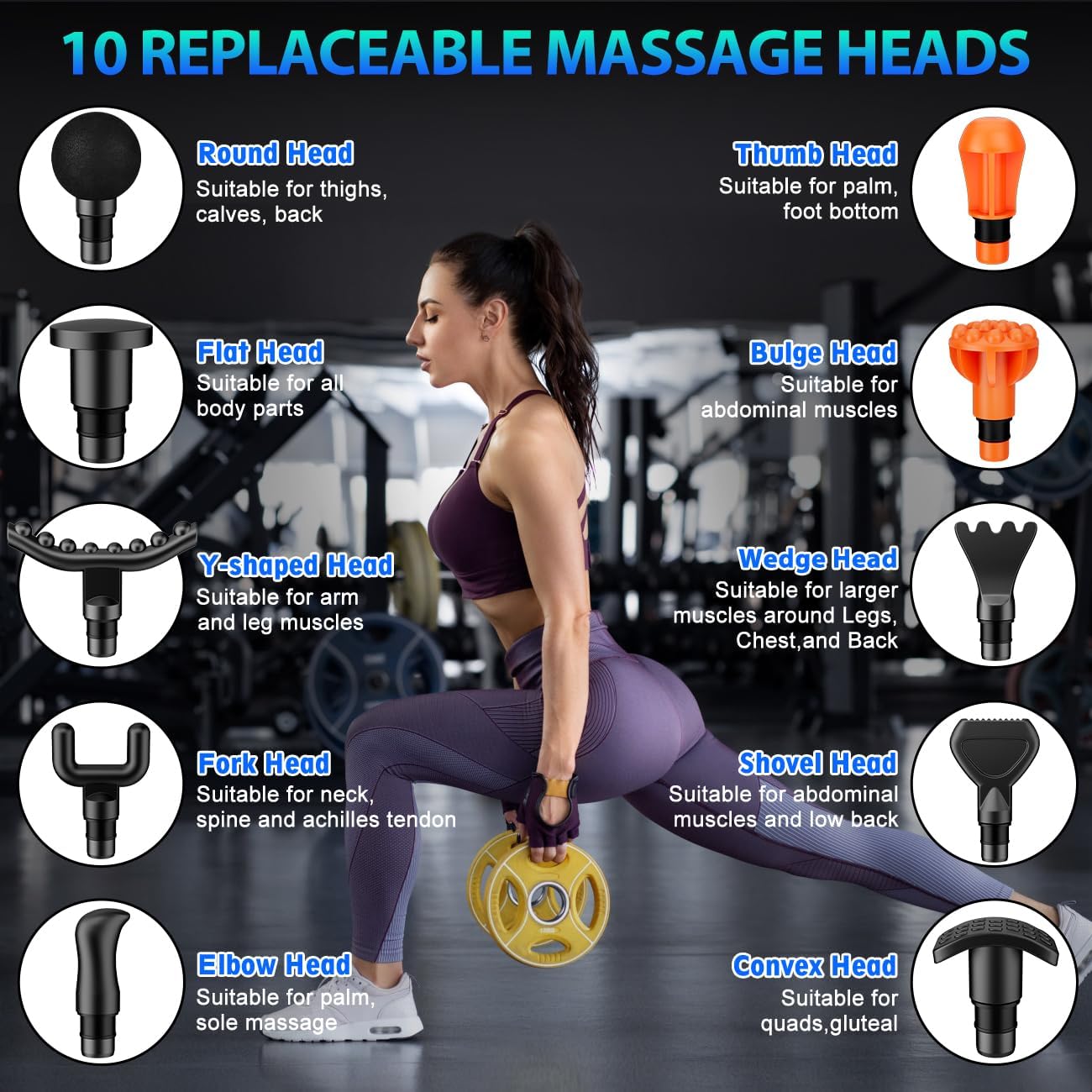 TOLOCO Massage Gun, Deep Tissue Back Massage for Athletes for Pain Relief, Percussion Massager with 10 Massages Heads & Silent Brushless Motor, Valentines Day Gifts for Him Her, Carbon - Image 4